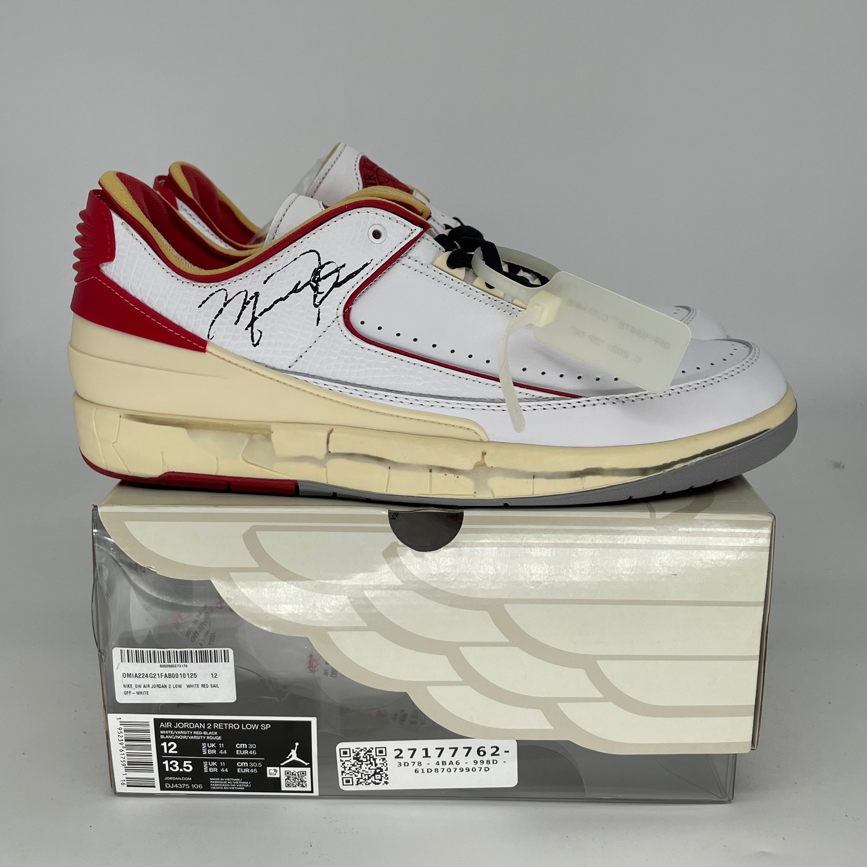 OFF WHITE X AIR JORDAN 2 LOW WHITE RED SIZE 12 DJ4375-106