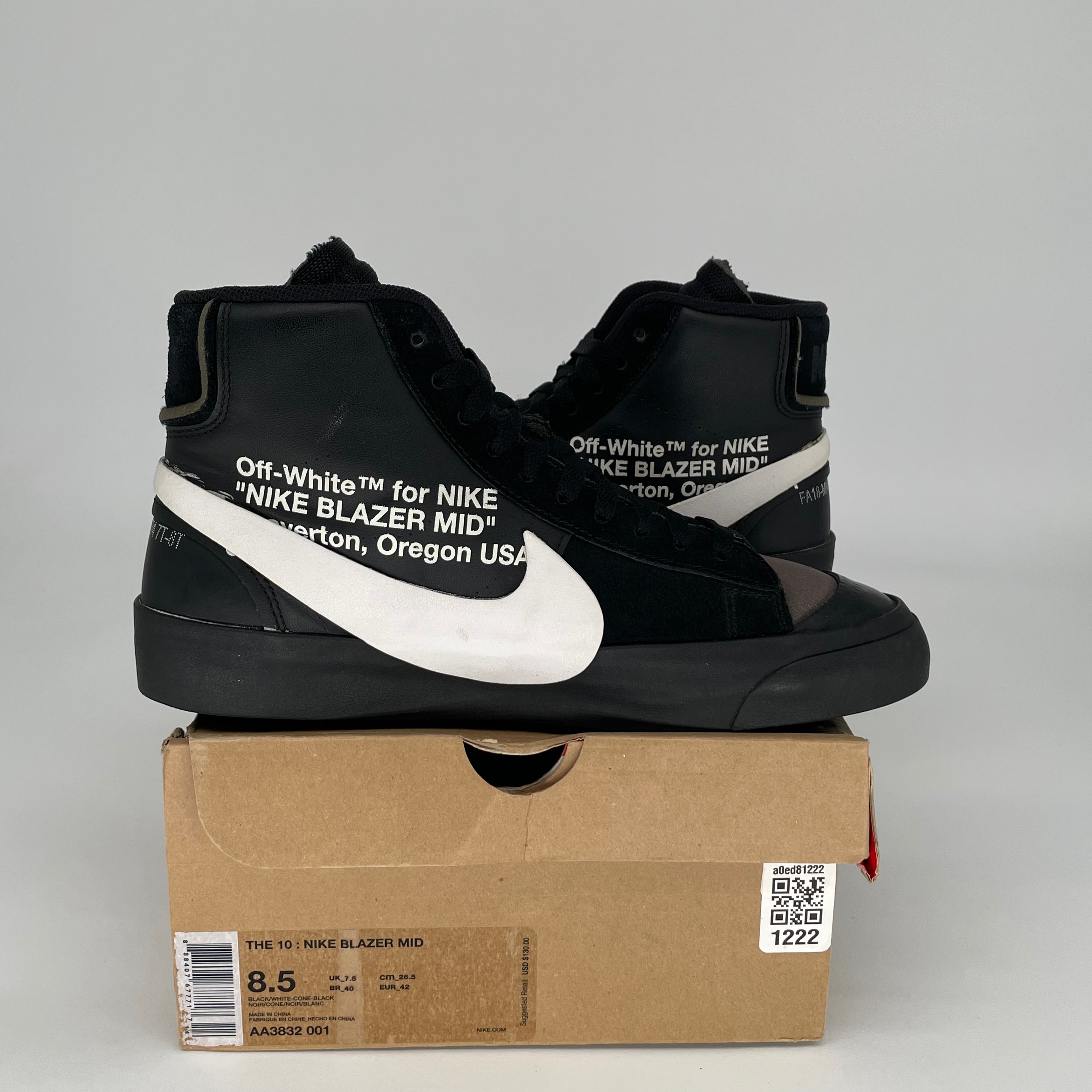NIKE BLAZER MID OFF WHITE GRIM REAPER SIZE 8.5 AA3832-001