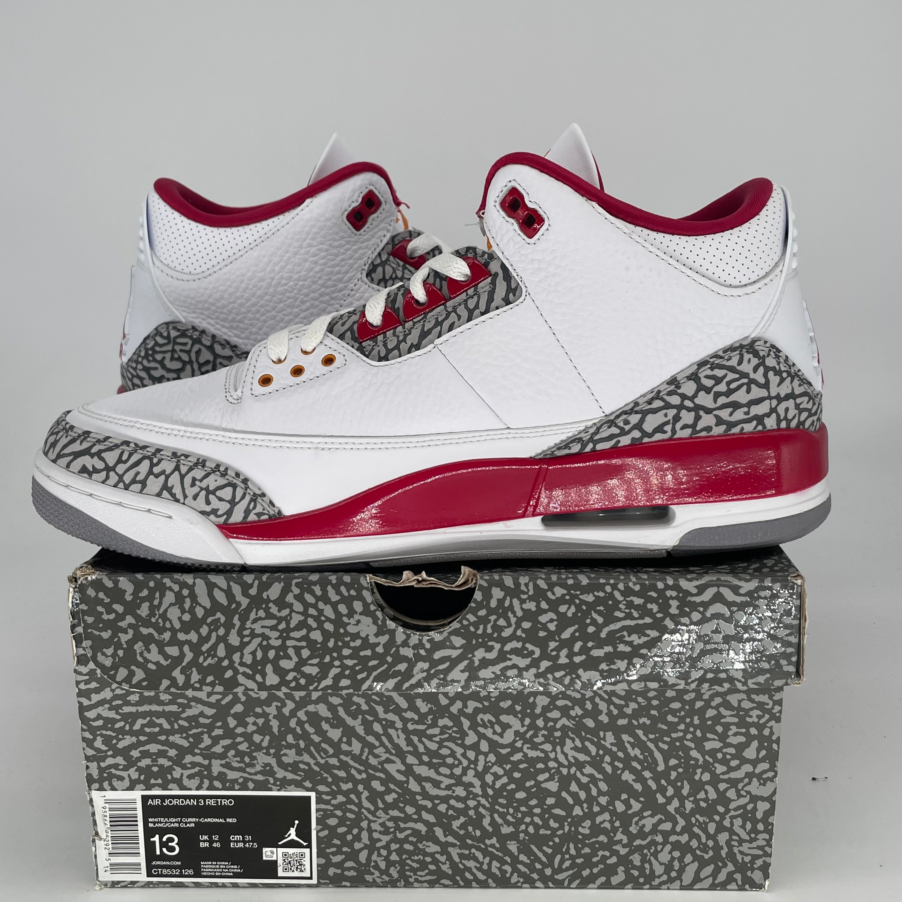 AIR JORDAN 3 CARDINAL CT8532-126 SIZE 13/14.5W