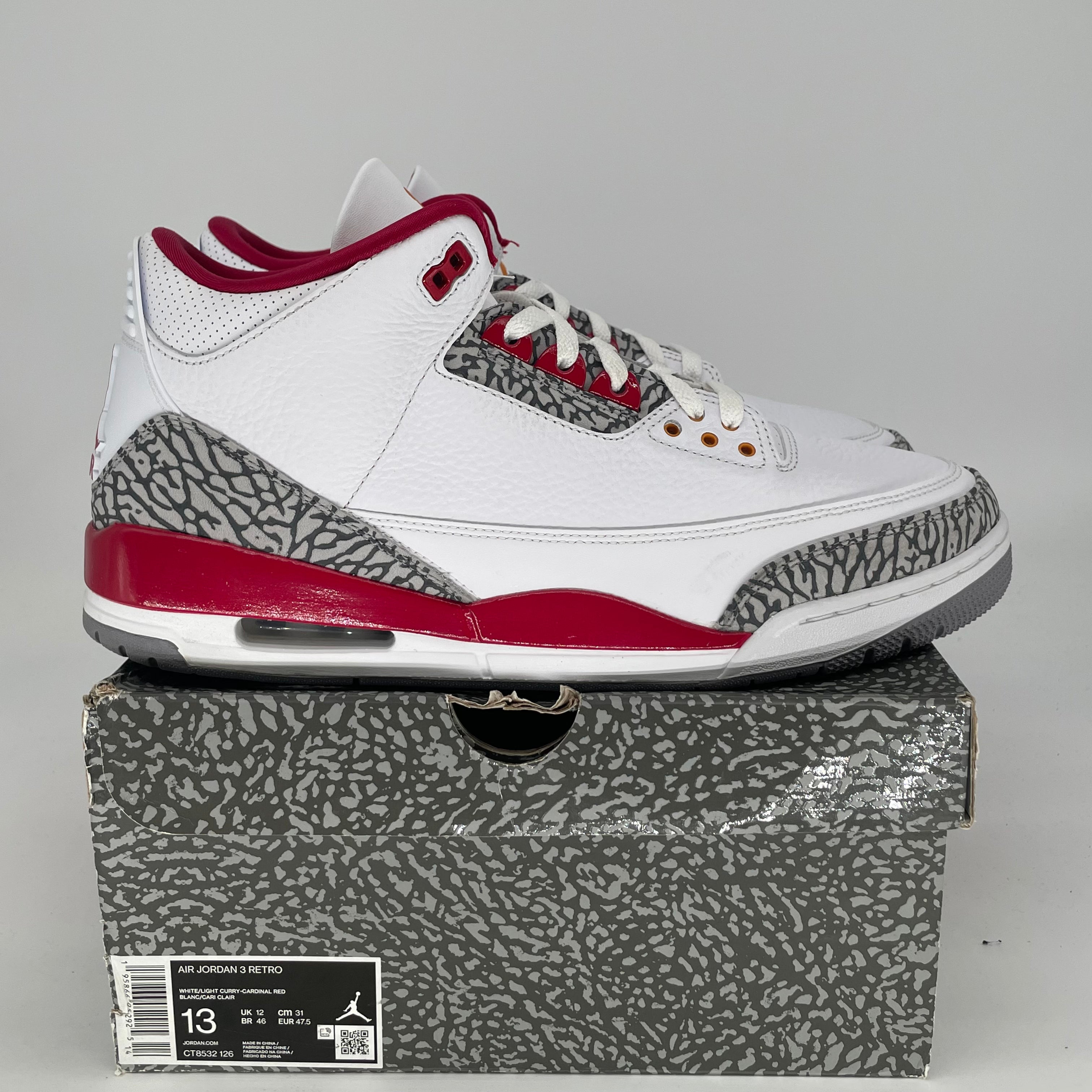 AIR JORDAN 3 CARDINAL CT8532-126 SIZE 13/14.5W