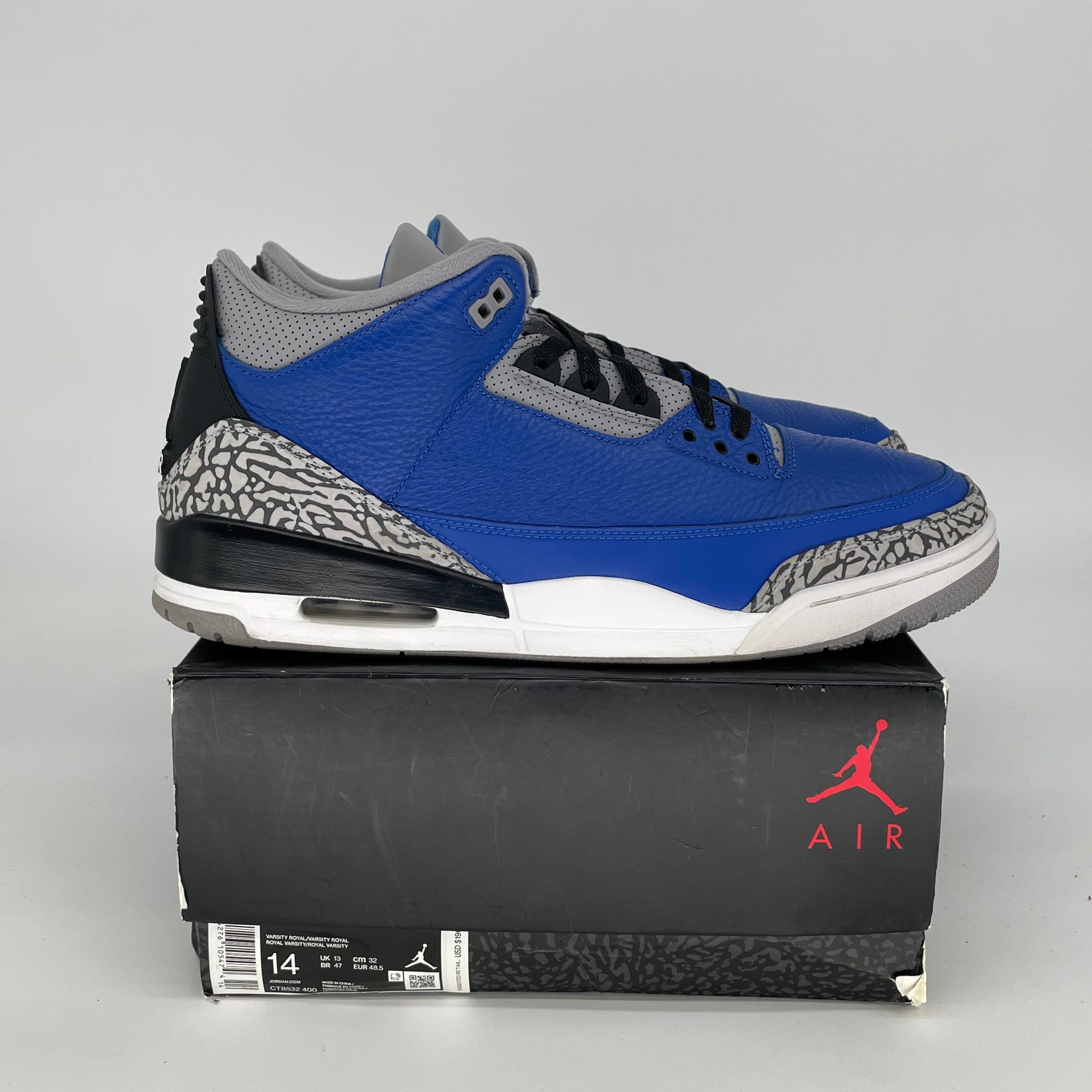 AIR JORDAN 3 VARSITY ROYAL CEMENT SIZE 14 CT8532-400