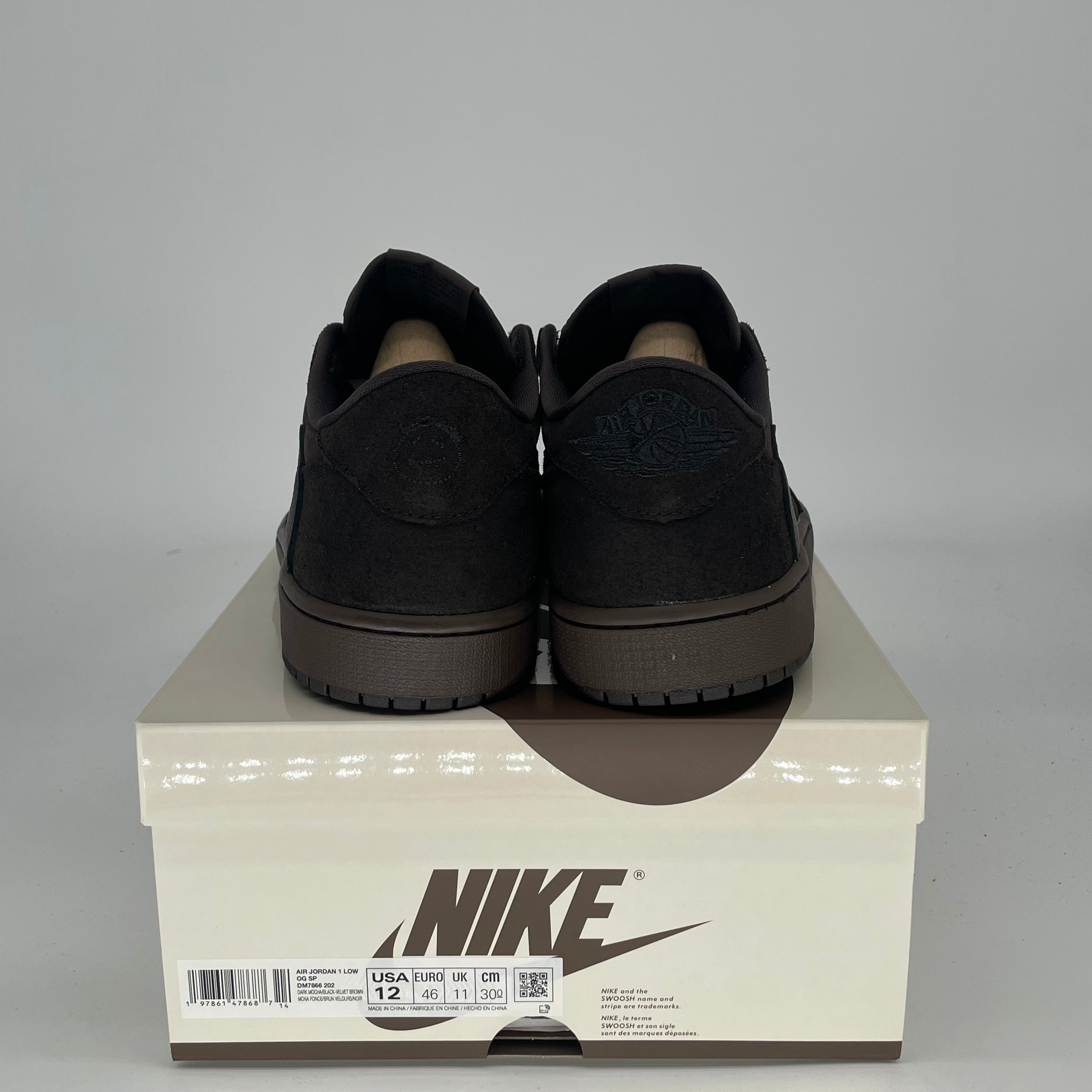 TRAVIS SCOTT X AIR JORDAN 1 LOW VELVET BROWN DM7866-202 SIZE 12/13.5W