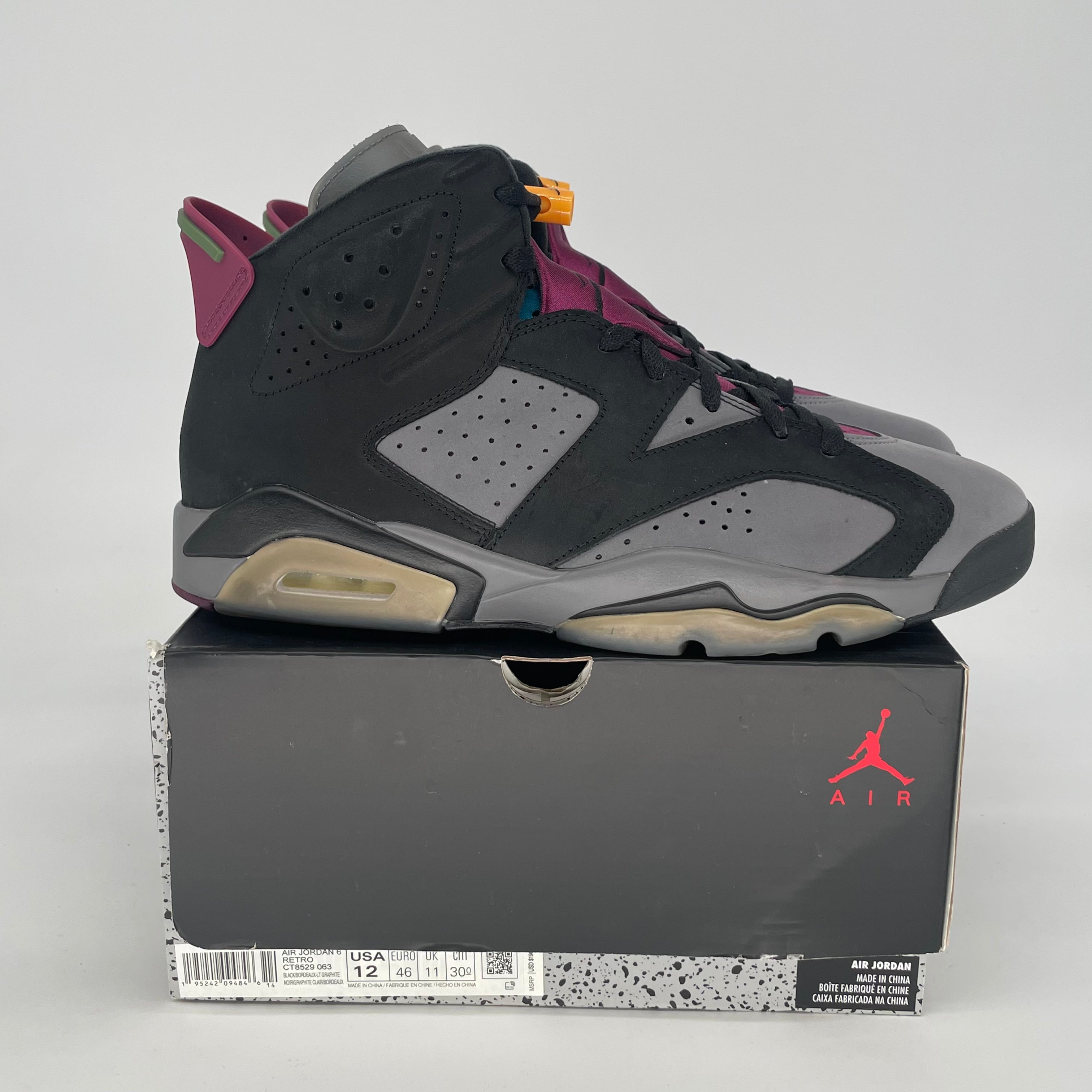 AIR JORDAN 6 BORDEAUX CT8529-063 SIZE 12/13.5W