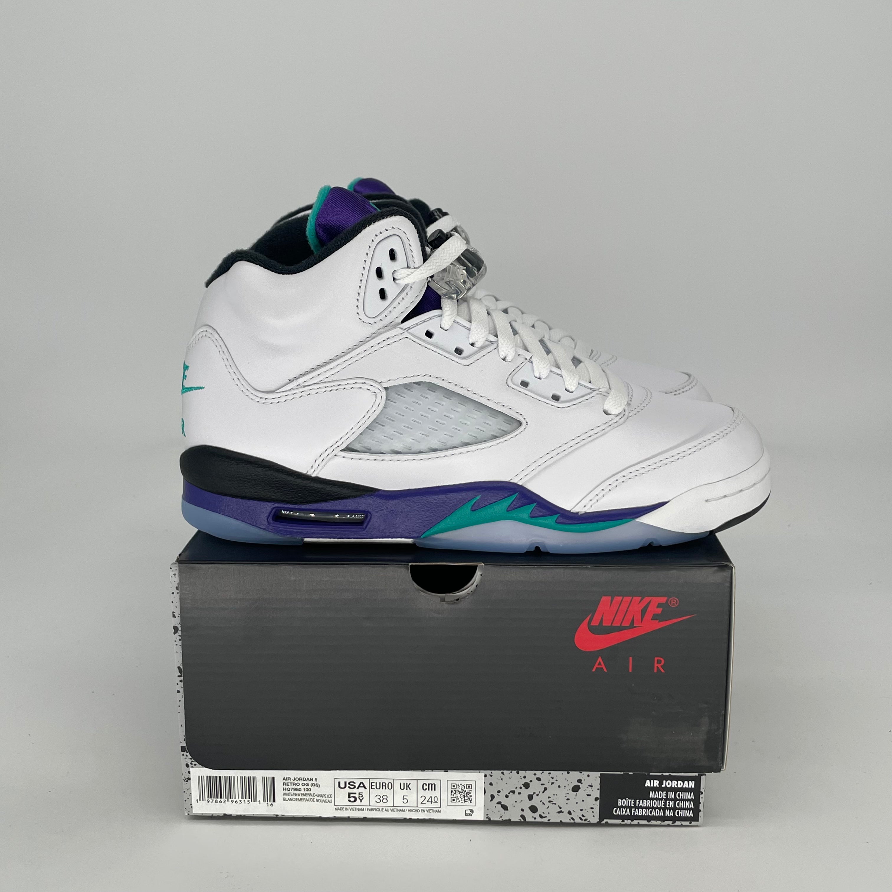 AIR JORDAN 5 GRAPE HQ7980-100 SIZE 5.5/7W