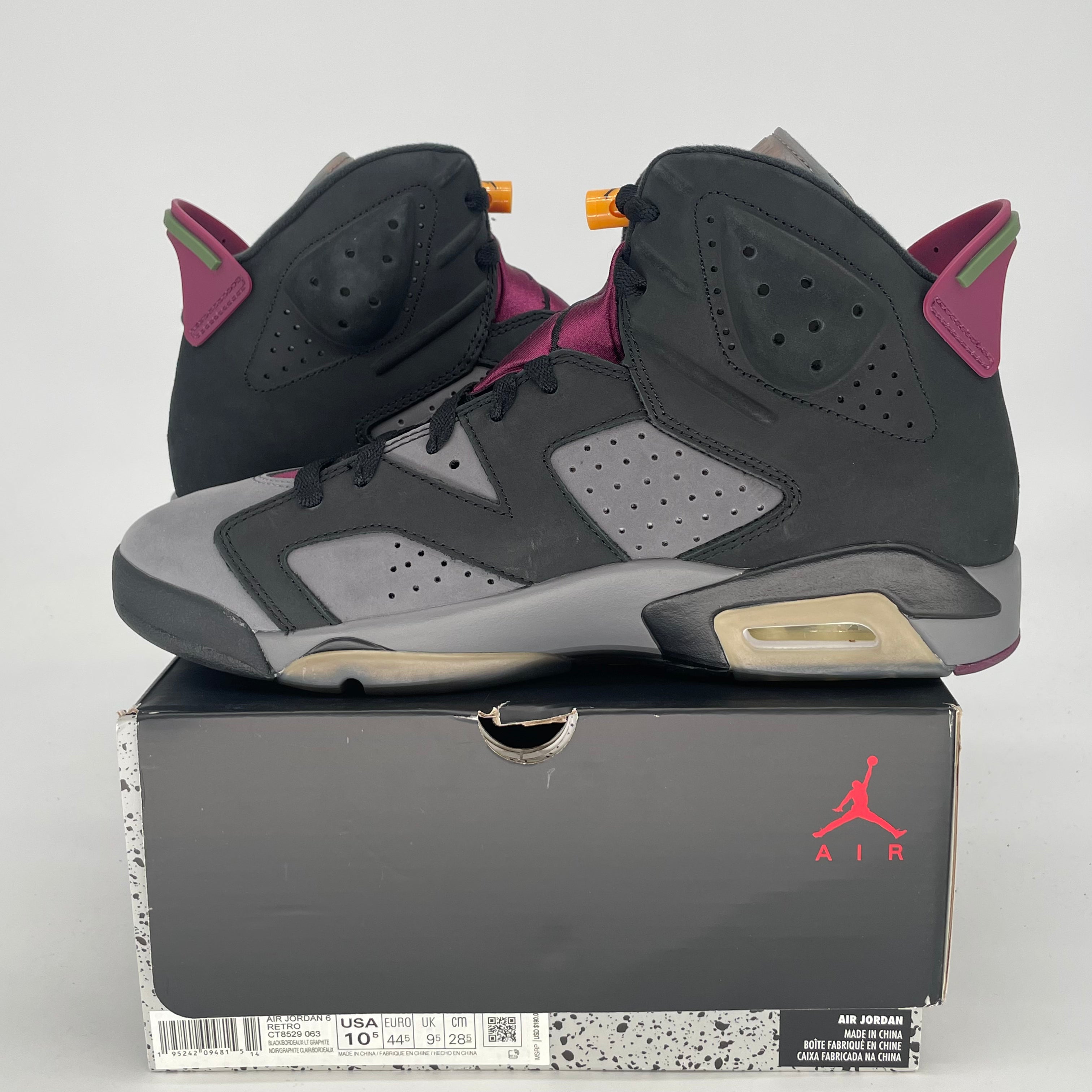 AIR JORDAN 6 BORDEAUX CT8529-063 SIZE 10.5/12W