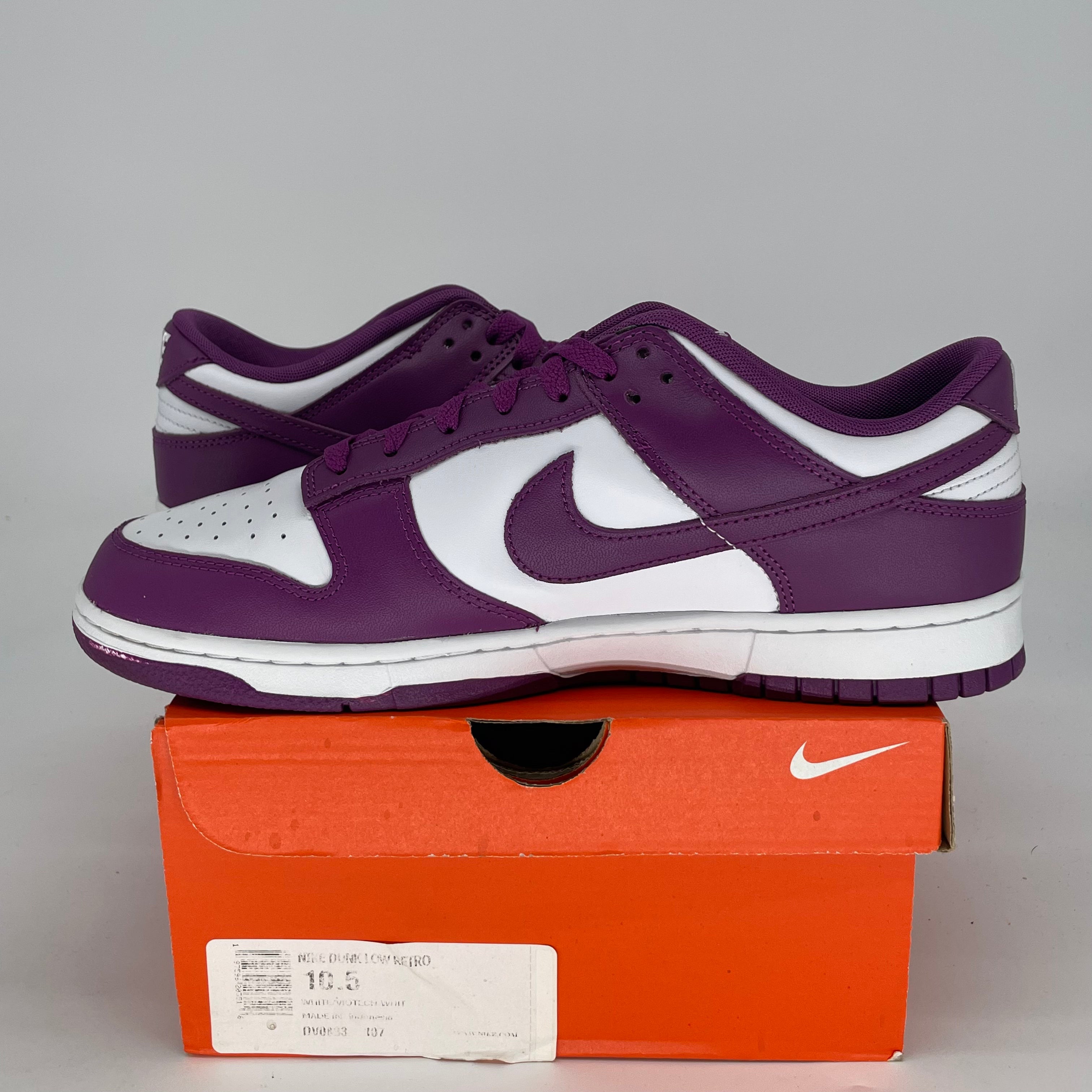 NIKE DUNK LOW WHITE VIOTECH DV0833-107 SIZE 10.5/12W