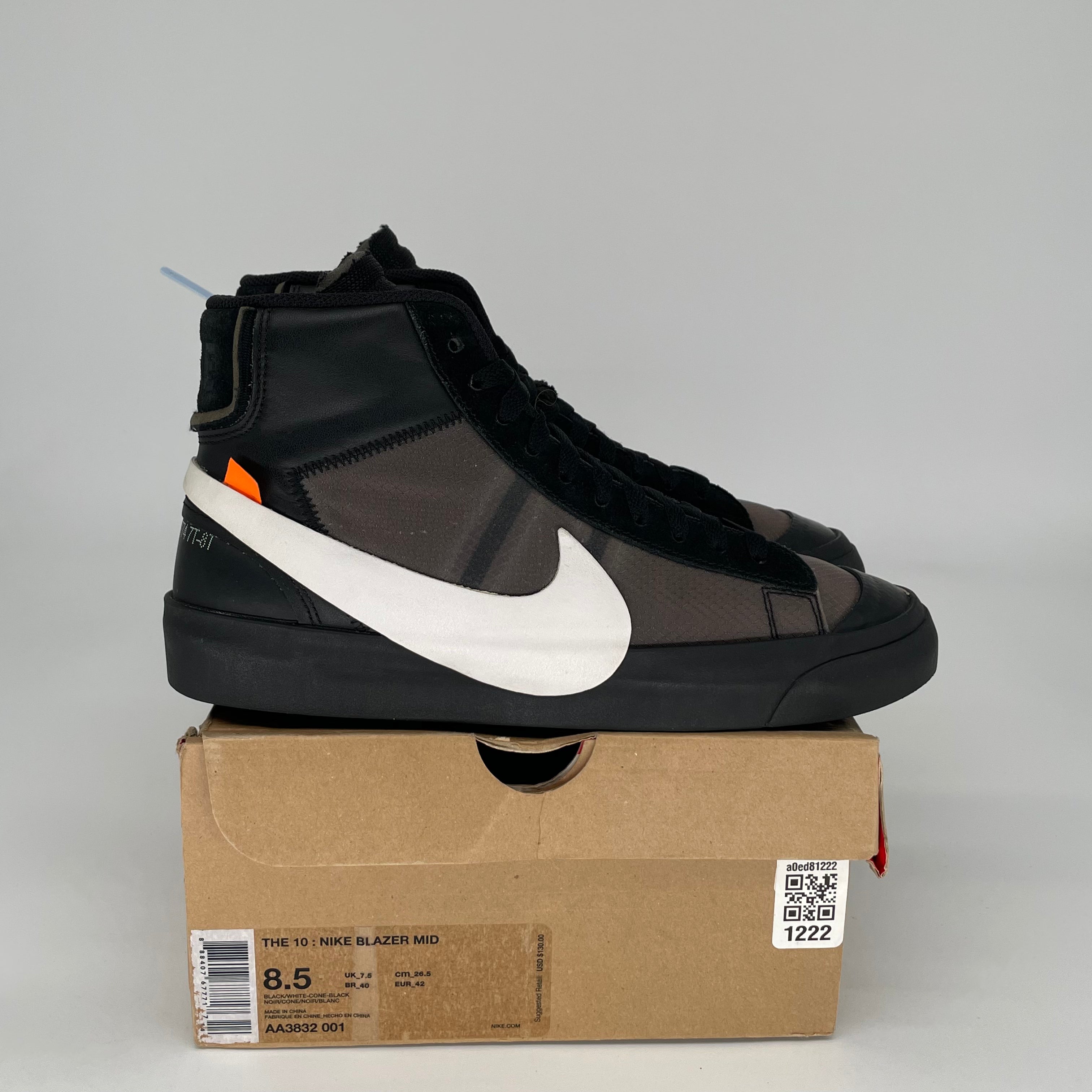 NIKE BLAZER MID OFF WHITE GRIM REAPER SIZE 8.5 AA3832-001