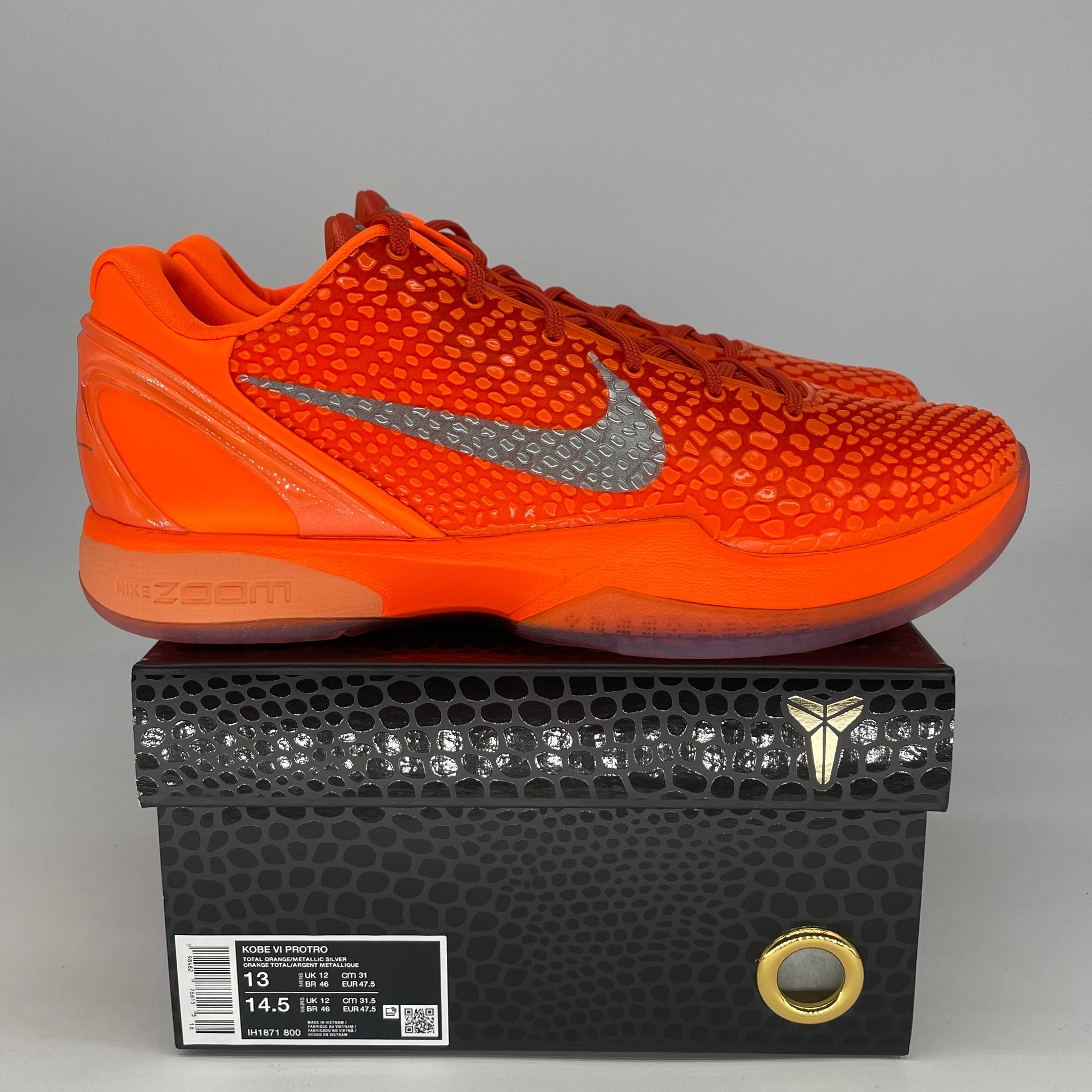 NIKE KOBE 6 PROTRO TOTAL ORANGE IH1871-800 SIZE 13/14.5W