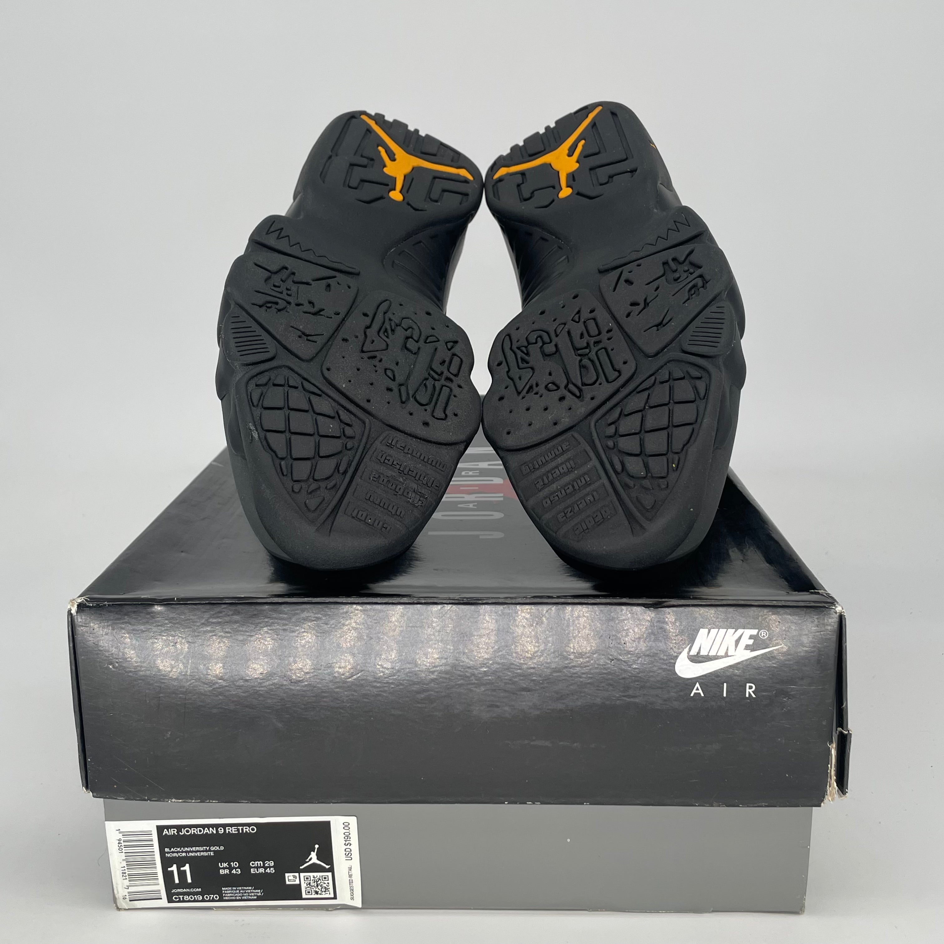 AIR JORDAN 9 UNIVERSITY GOLD CT8019-070 SIZE 11/12.5W