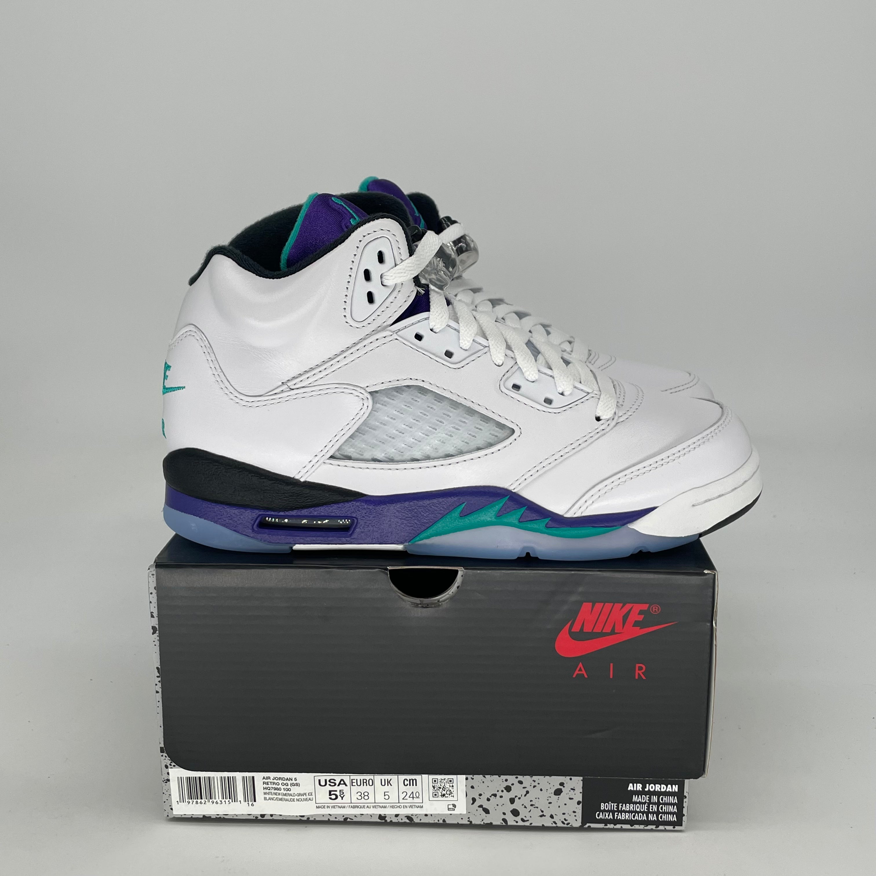 AIR JORDAN 5 GRAPE HQ7980-100 SIZE 5.5/7W