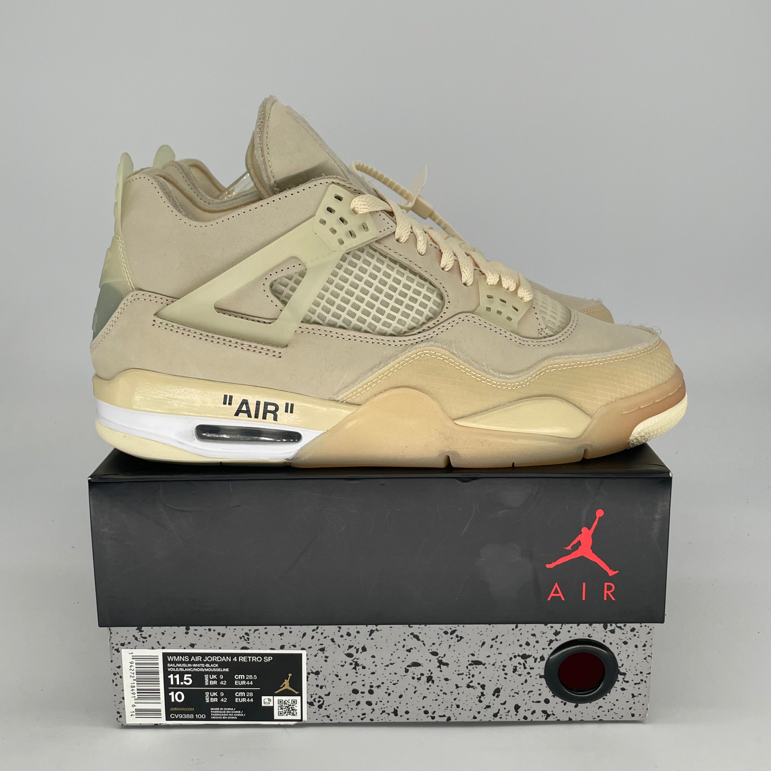 OFF WHITE X AIR JORDAN 4 SAIL W CV9388-100 SIZE 10/11.5W