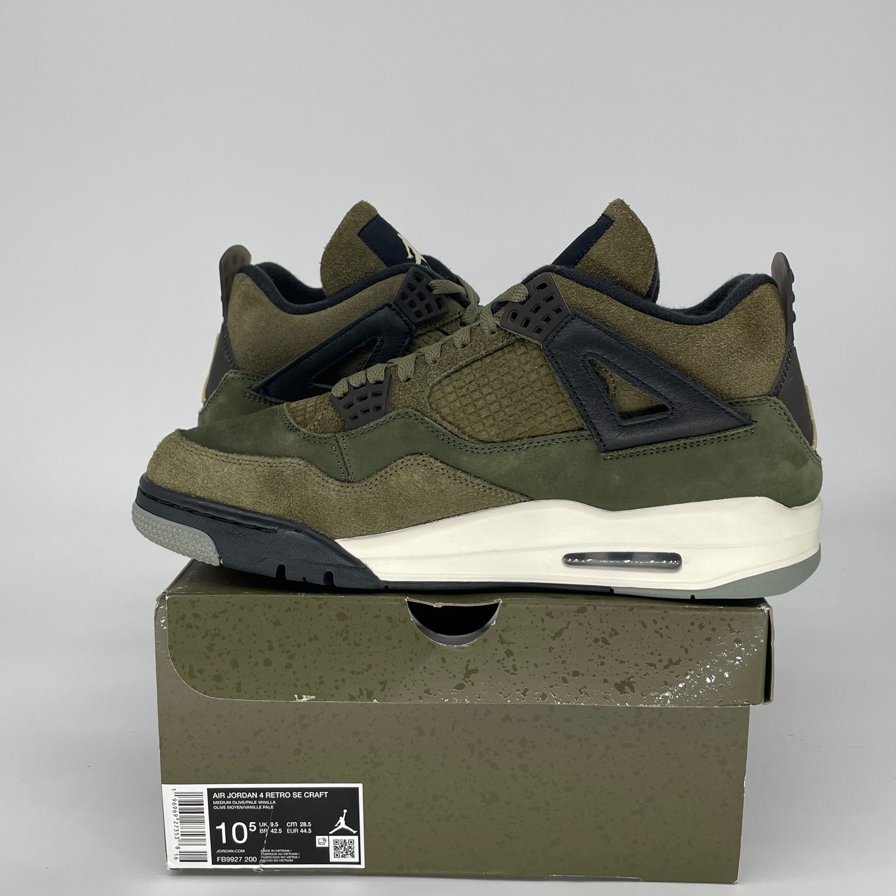 AIR JORDAN 4 CRAFT MEDIUM OLIVE FB9927-200 SIZE 10.5/12W