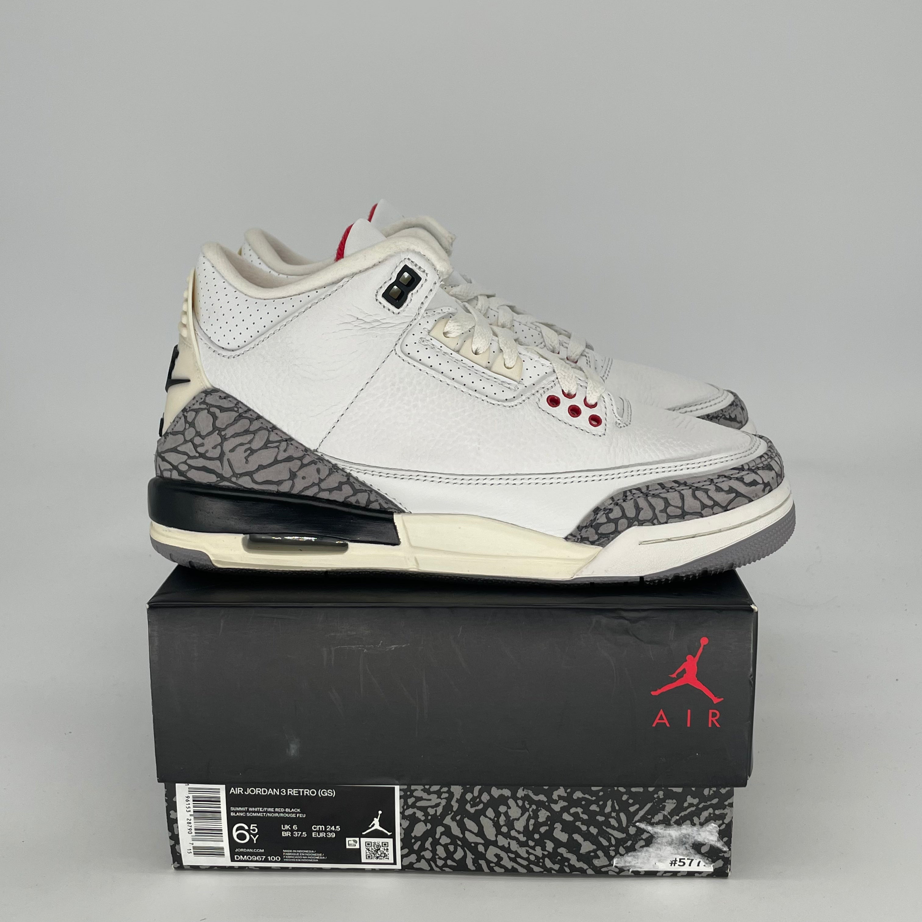 AIR JORDAN 3 WHITE CEMENT REIMAGINED DM0967-100 SIZE 6.5/8W