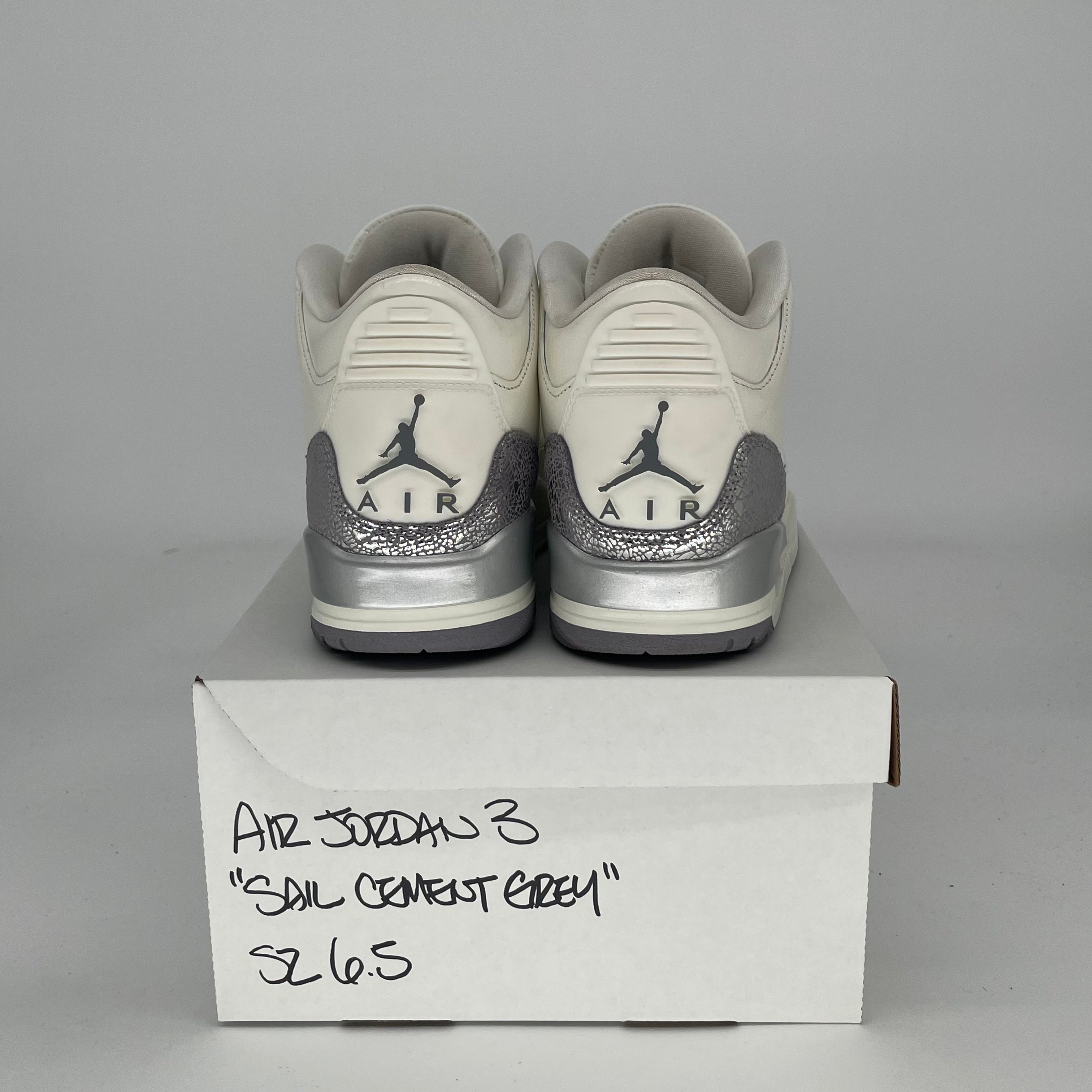AIR JORDAN 3 SAIL CEMENT GREY W CK9246-100 SIZE 6.5/8W