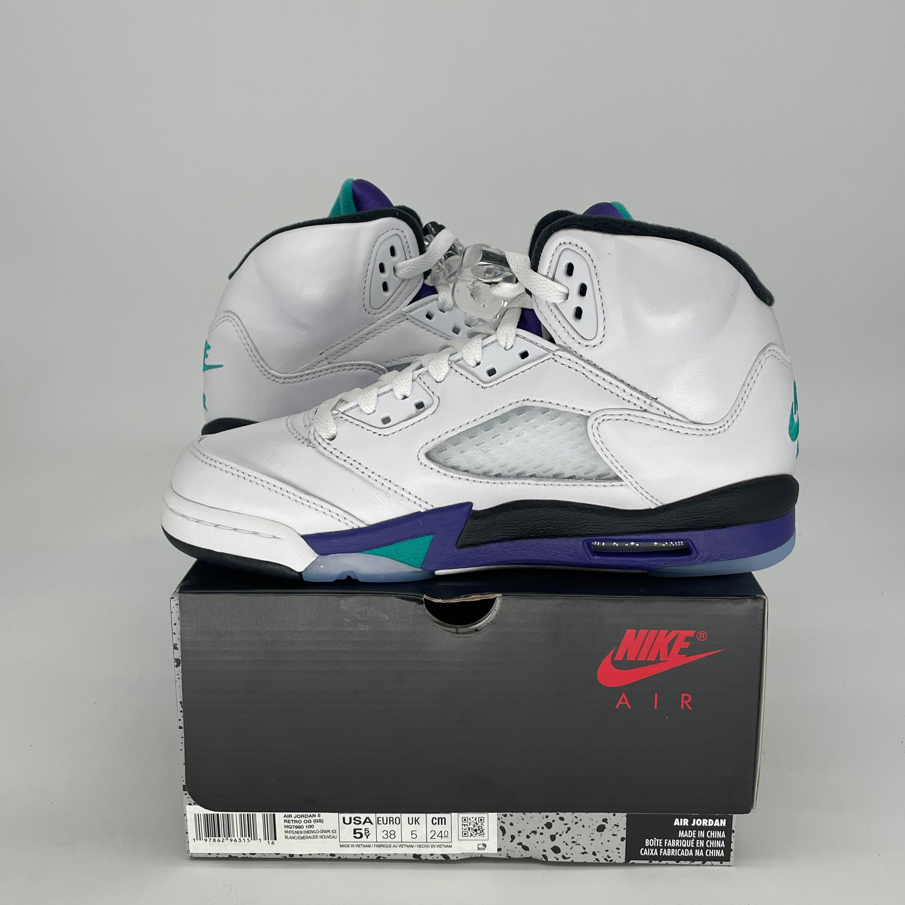 AIR JORDAN 5 GRAPE HQ7980-100 SIZE 5.5/7W