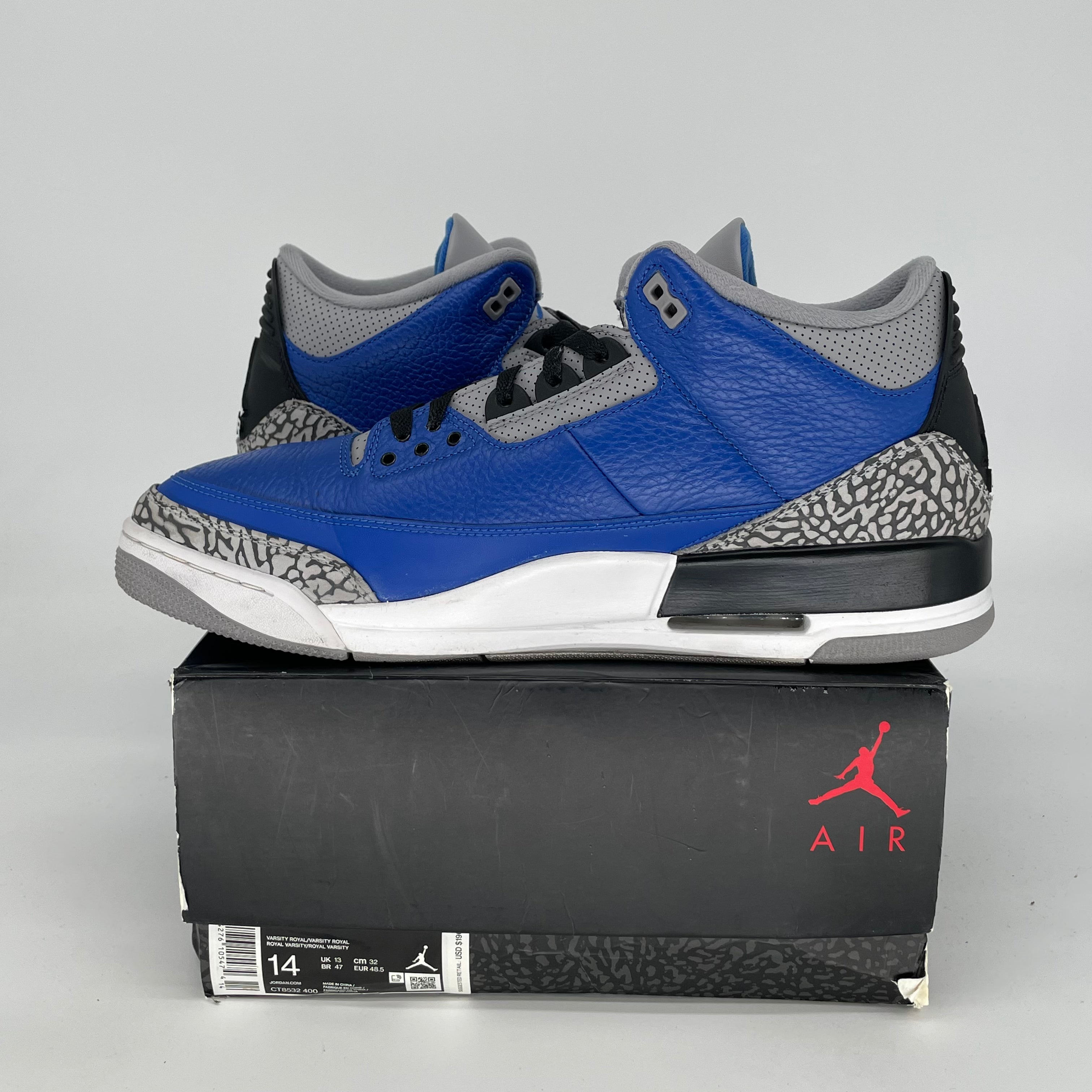 AIR JORDAN 3 VARSITY ROYAL CEMENT SIZE 14 CT8532-400