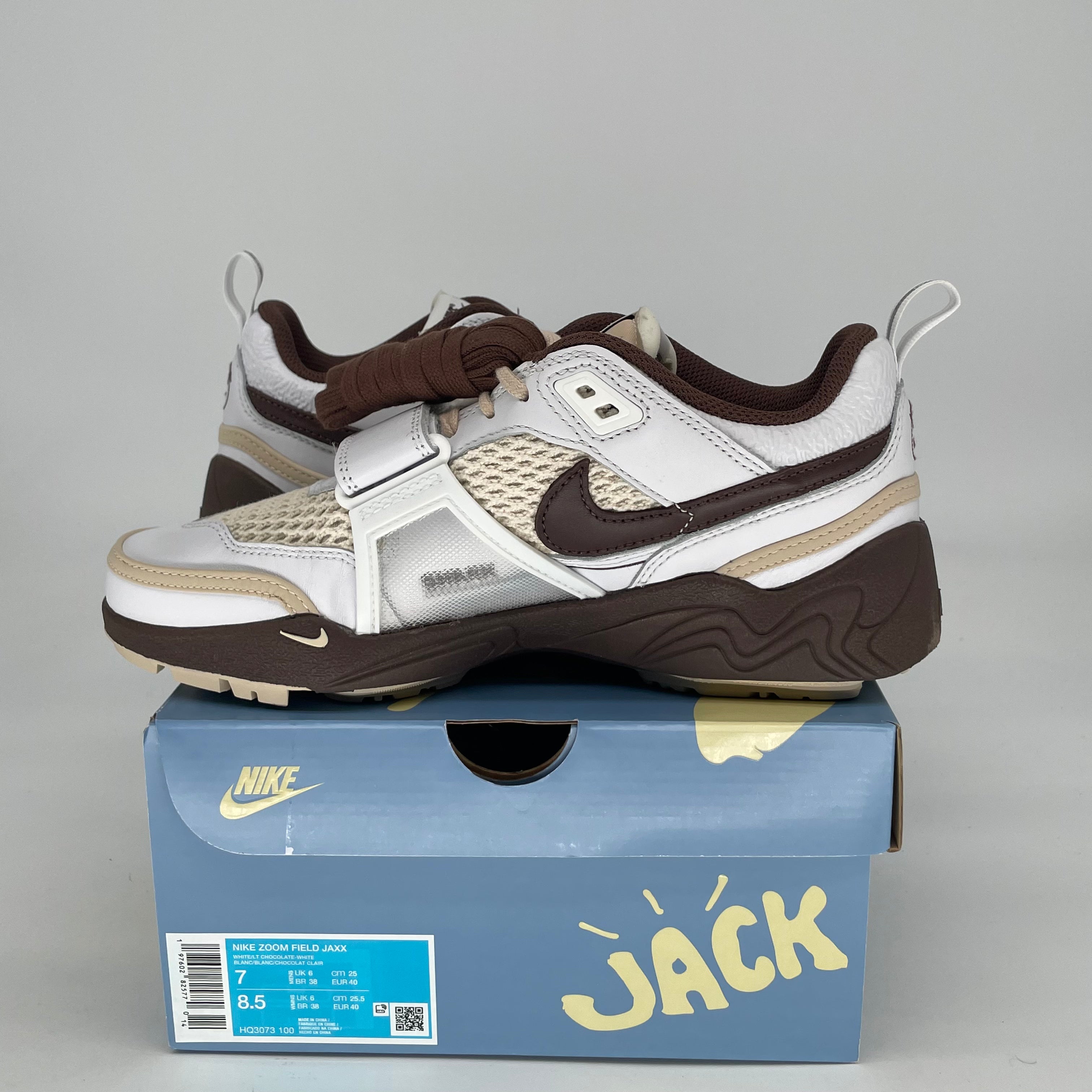 TRAVIS SCOTT NIKE ZOOM FIELD JAXX LIGHT CHOCOLATE HQ3073-100 SIZE 7/8.5W