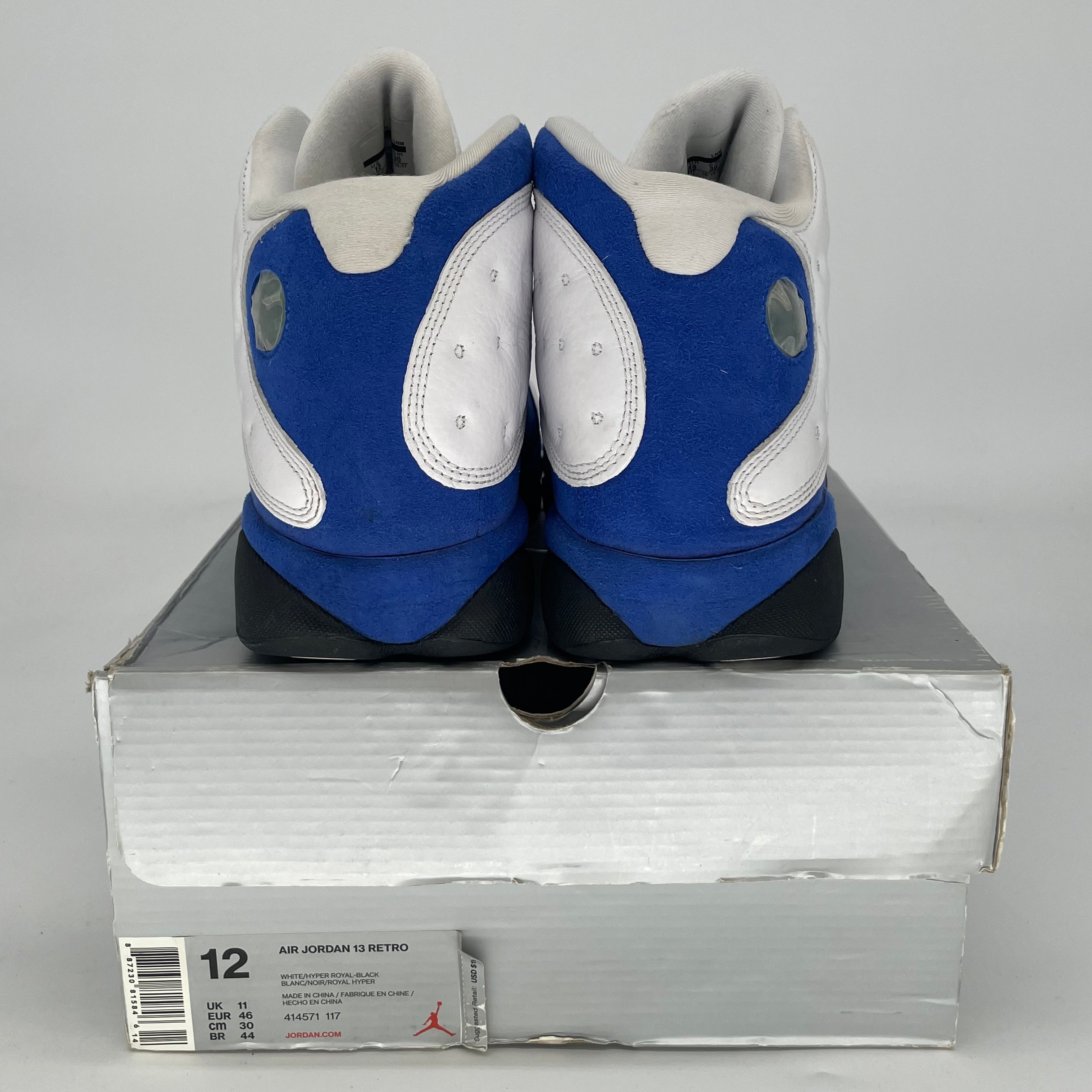 AIR JORDAN 13 WHITE HYPER ROYAL 414571-117 SIZE 12/13.5W