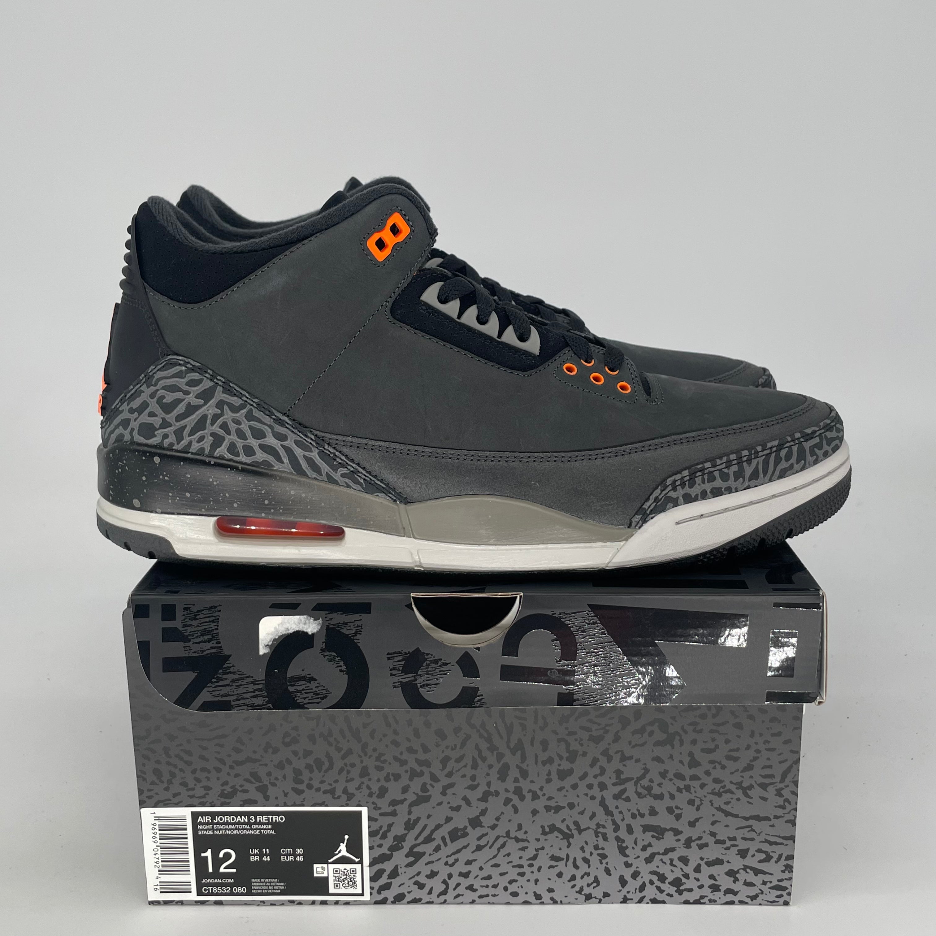 AIR JORDAN 3 FEAR CT8532-080 SIZE 12/13.5W