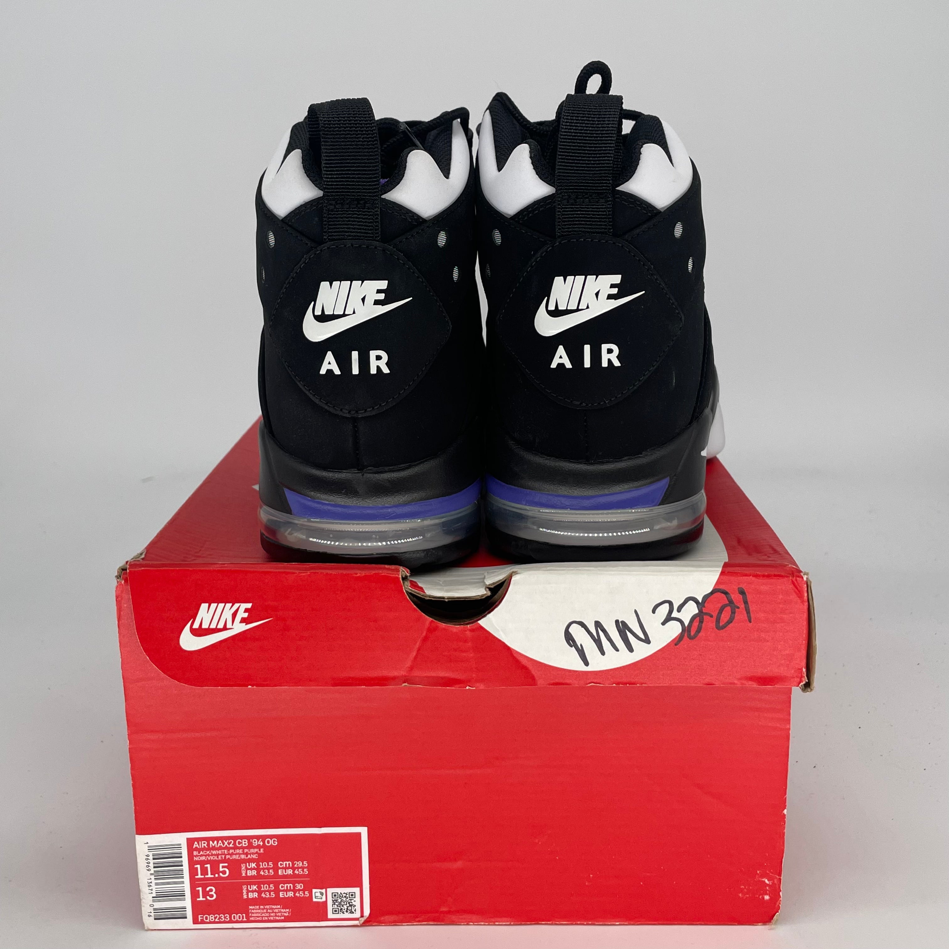 NIKE AIR MAX 2 CB 94 BLACK WHITE PURPLE CZ7871-001 SIZE 11.5/13W