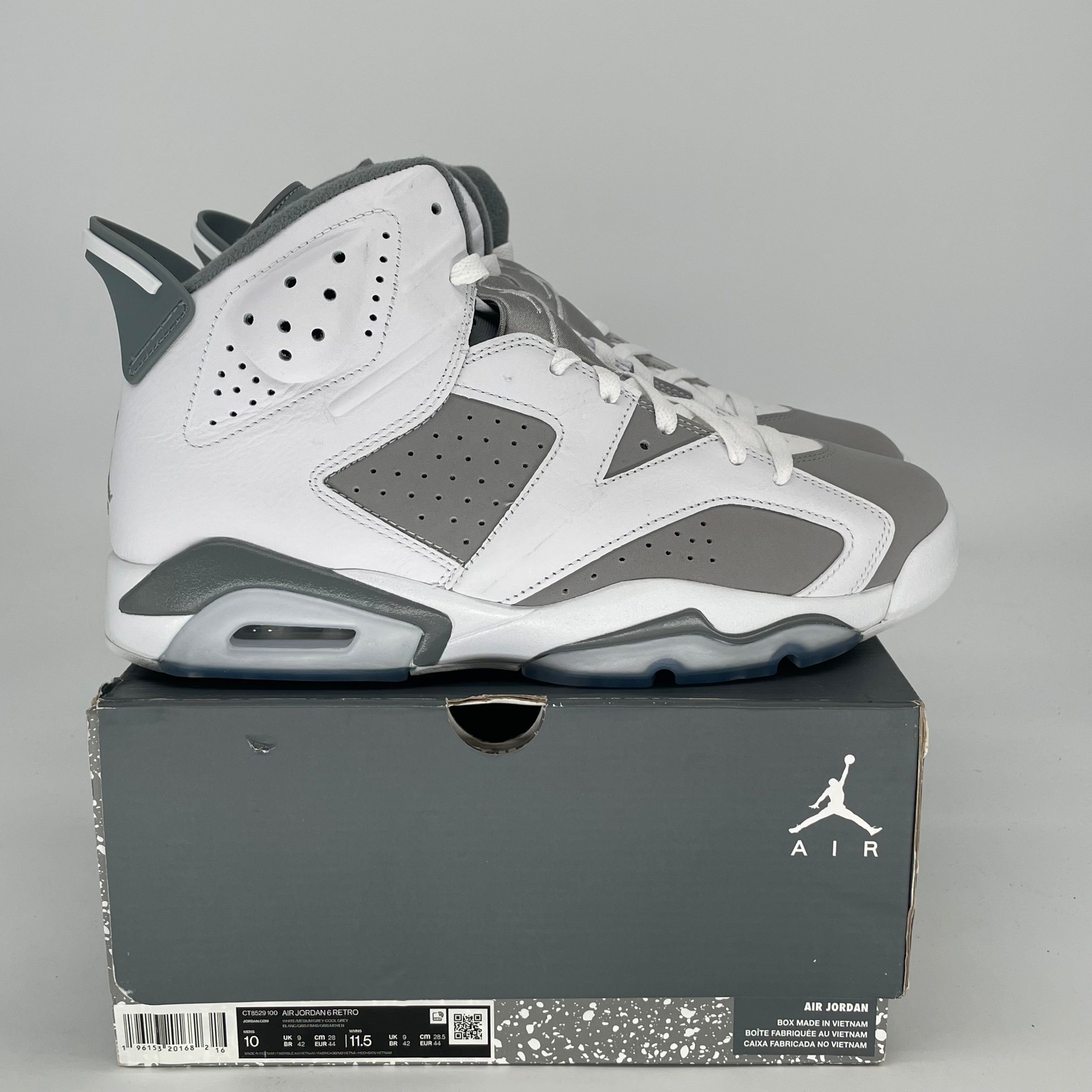 AIR JORDAN 6 COOL GREY CT8529-100 SIZE 10/11.5W