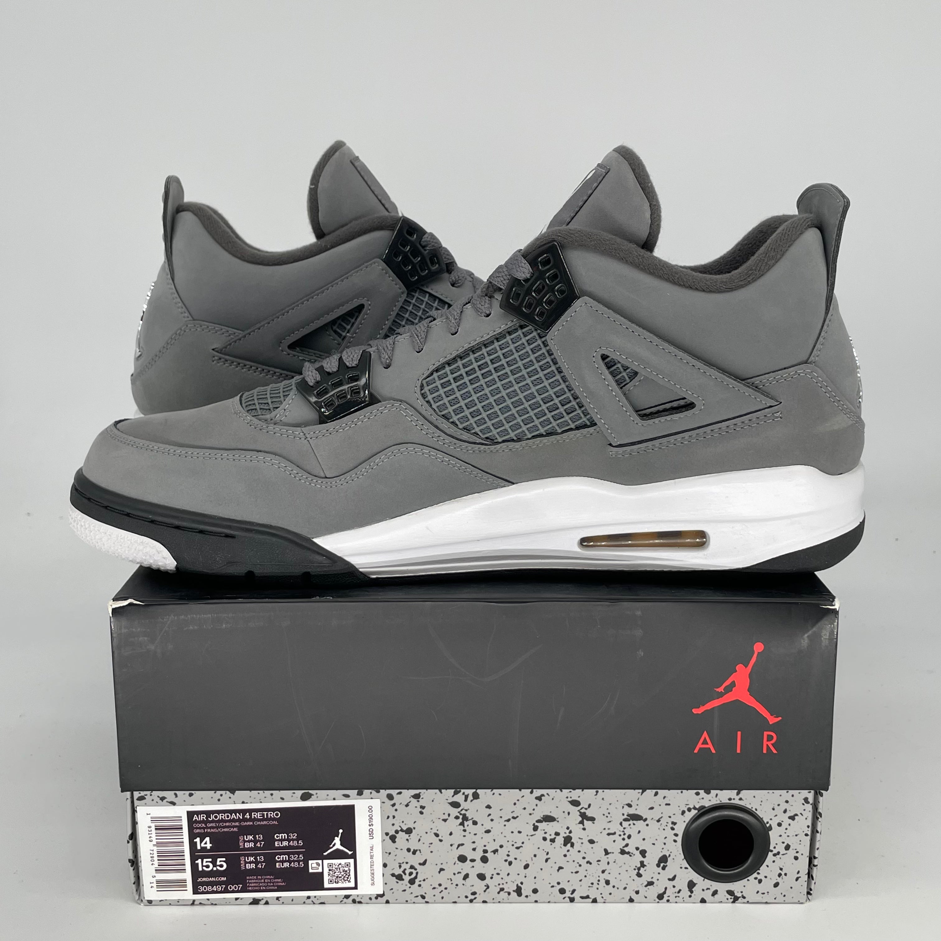 AIR JORDAN 4 COOL GREY SIZE 14 308497-007