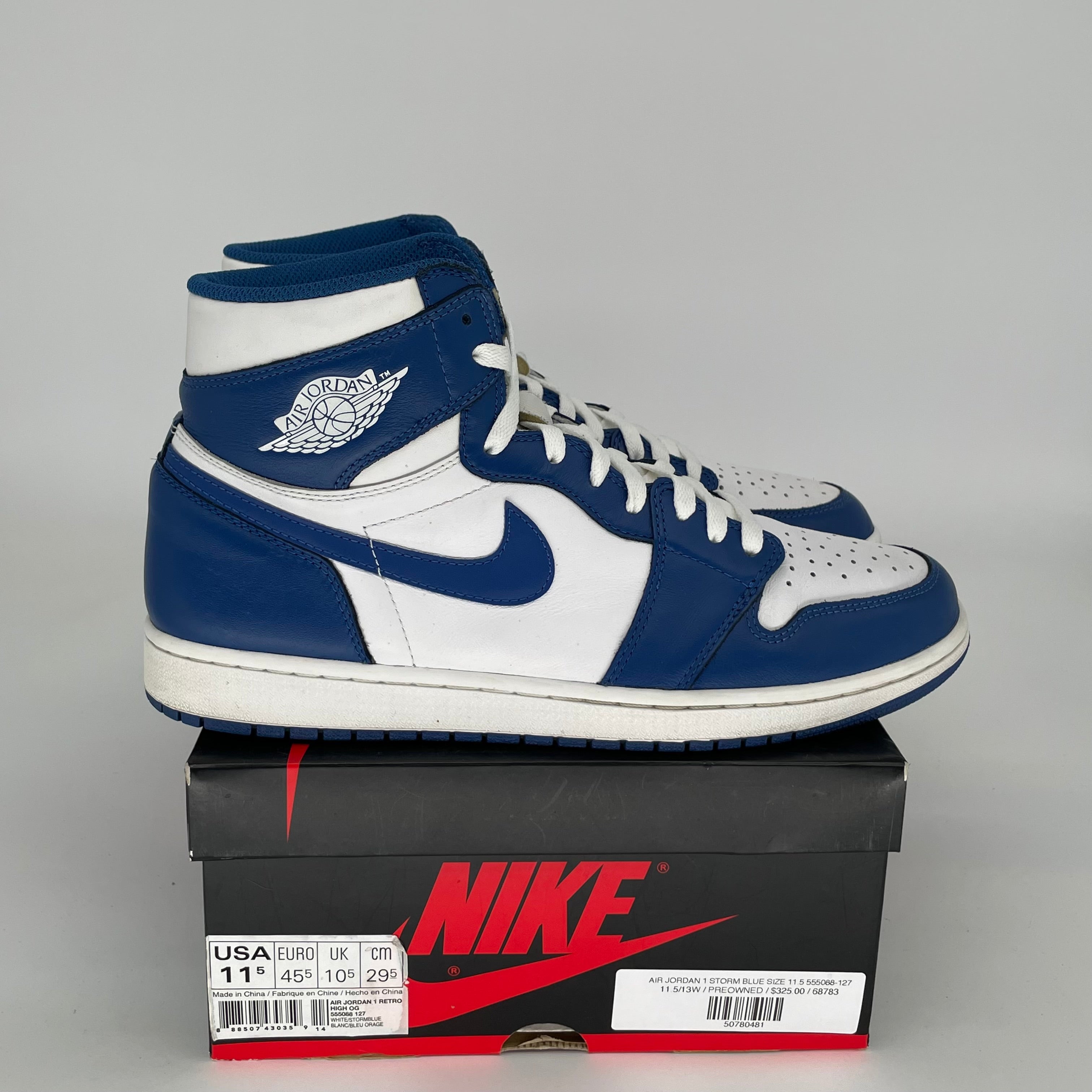 AIR JORDAN 1 STORM BLUE SIZE 11.5 555088-127