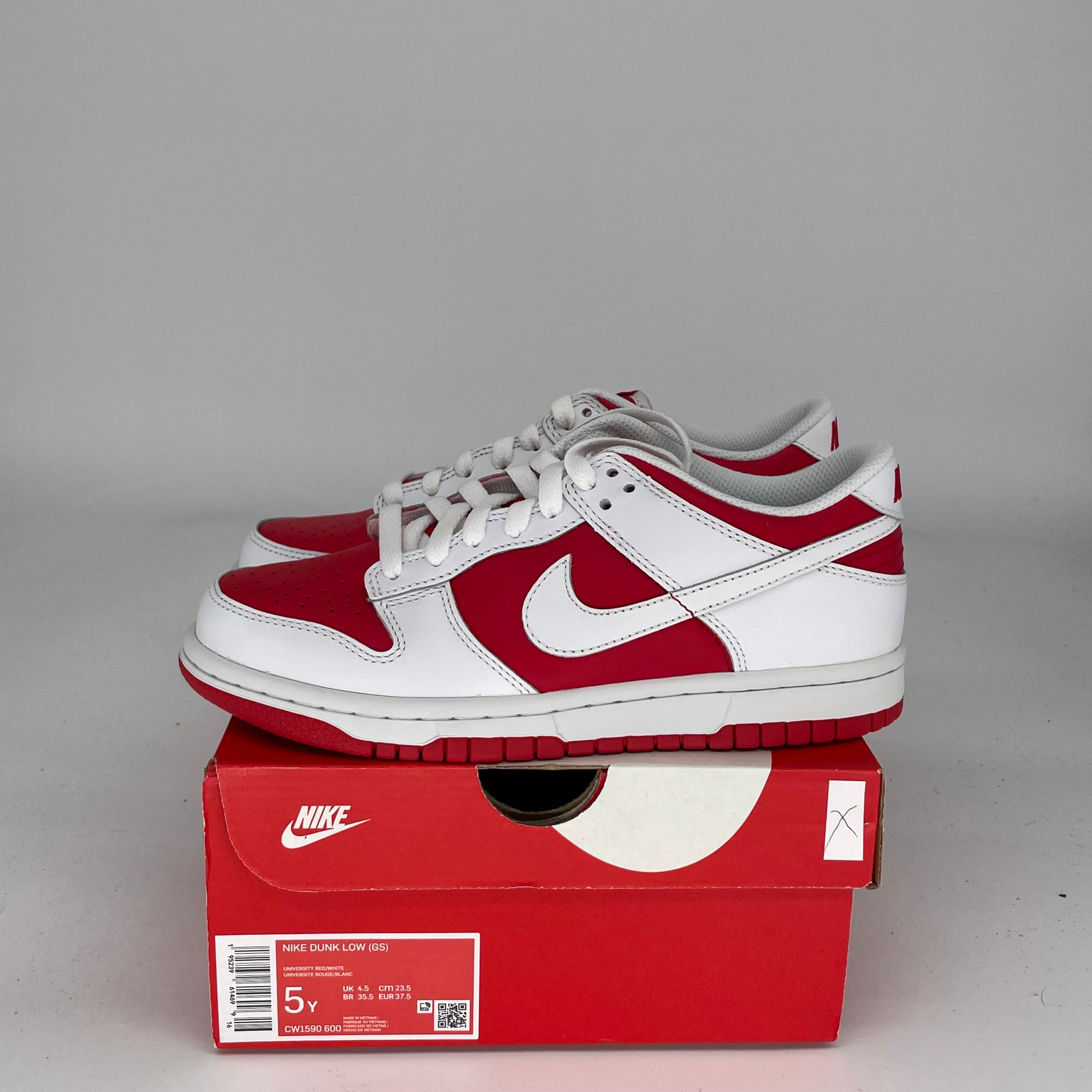 NIKE DUNK LOW CHAMPIONSHIP RED SIZE 5Y CW1590-600