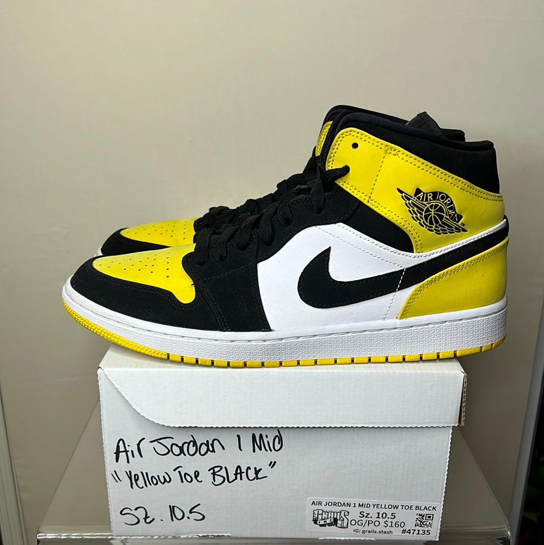 Air Jordan 1 Mid Yellow Toe Black Size 10.5 862542-071