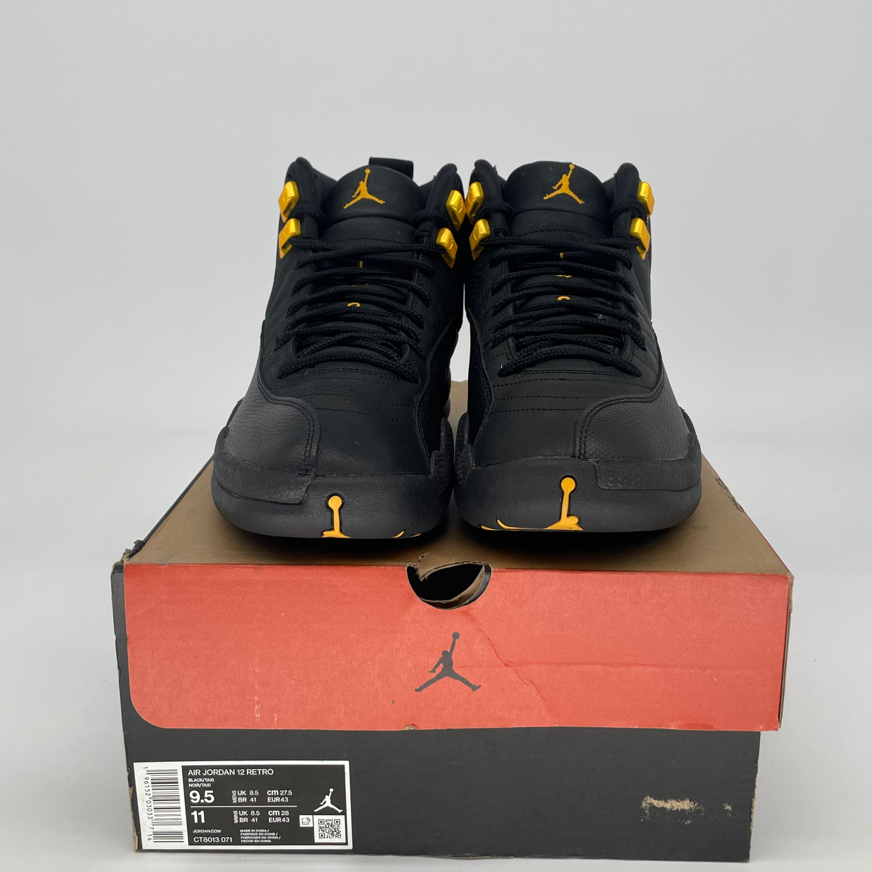 AIR JORDAN 12 BLACK TAXI CT8013-071 SIZE 9.5/11W