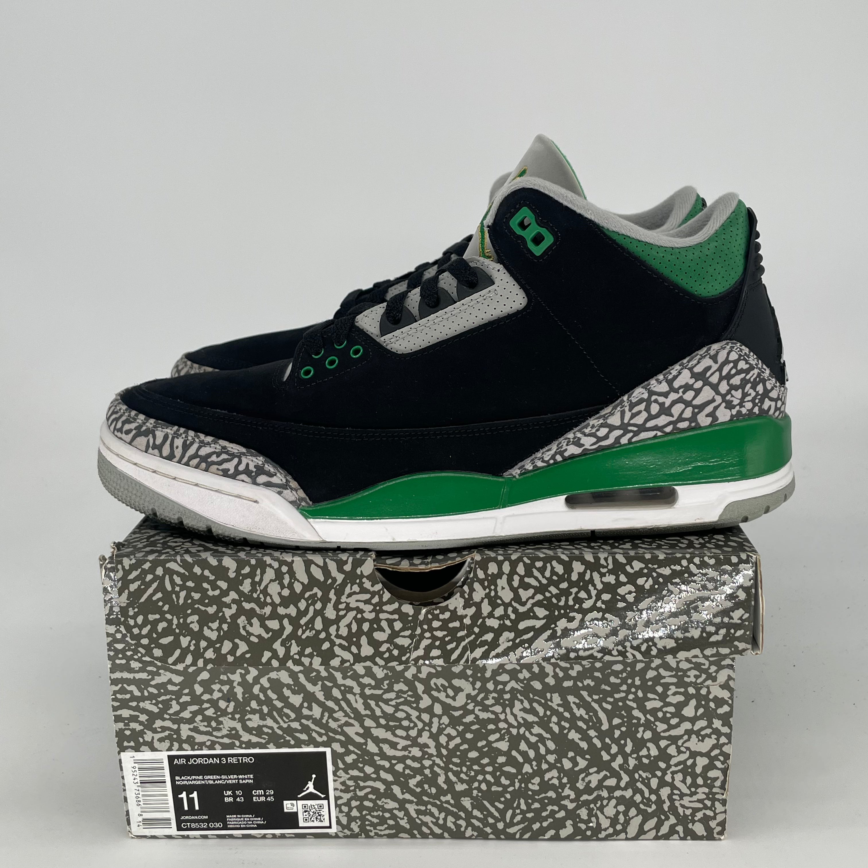 AIR JORDAN 3 PINE GREEN CT8532-030 SIZE 11/12.5W