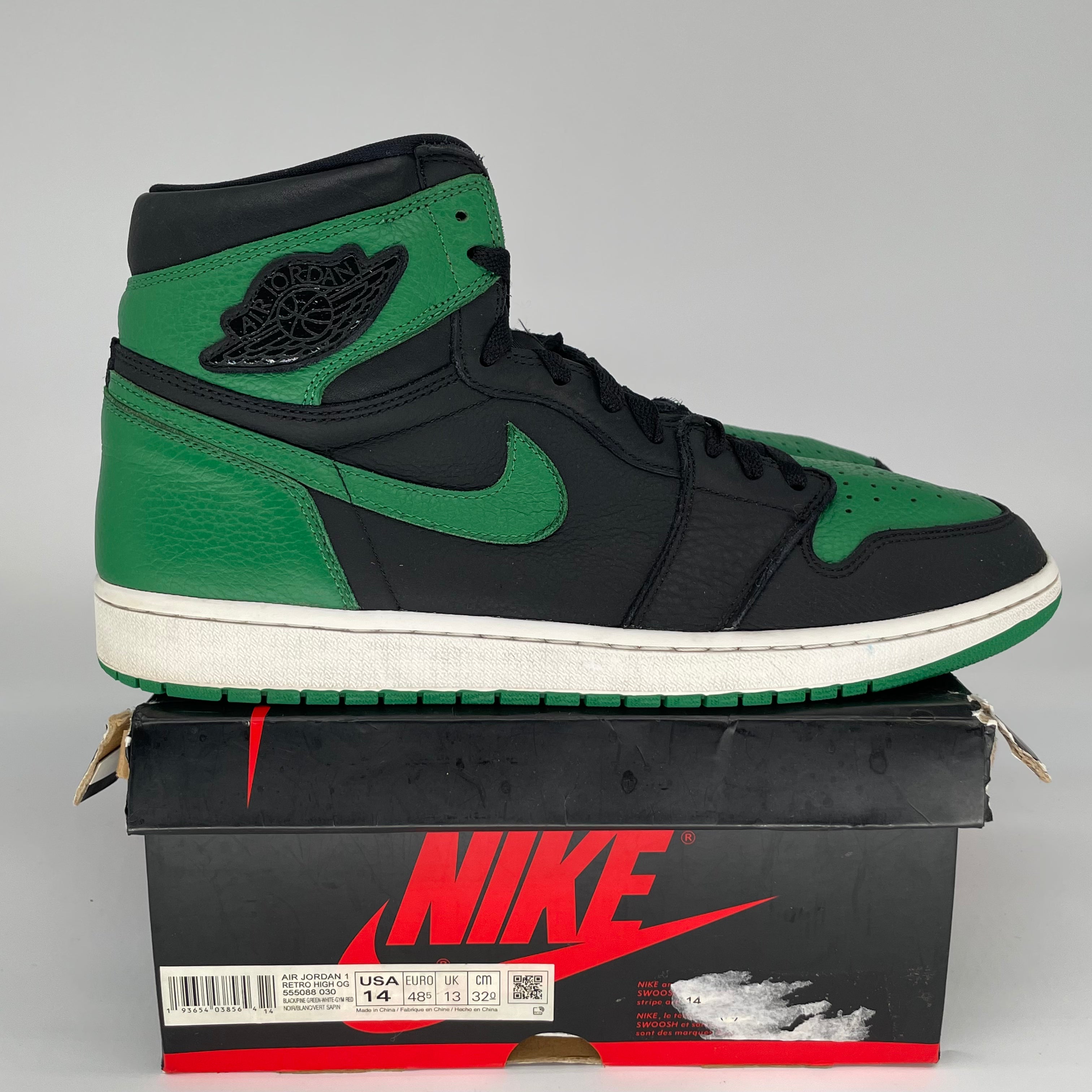 AIR JORDAN 1 PINE GREEN BLACK SIZE 14 555088-030