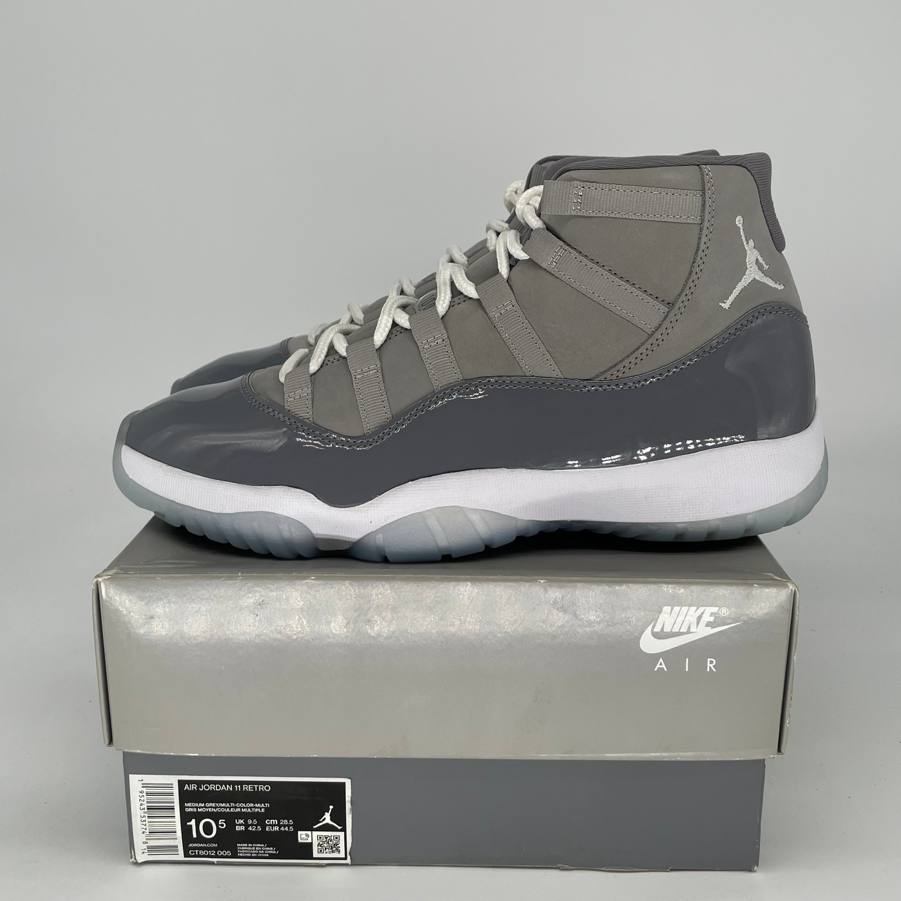 AIR JORDAN 11 COOL GREY CT8012-005 SIZE 10.5/12W