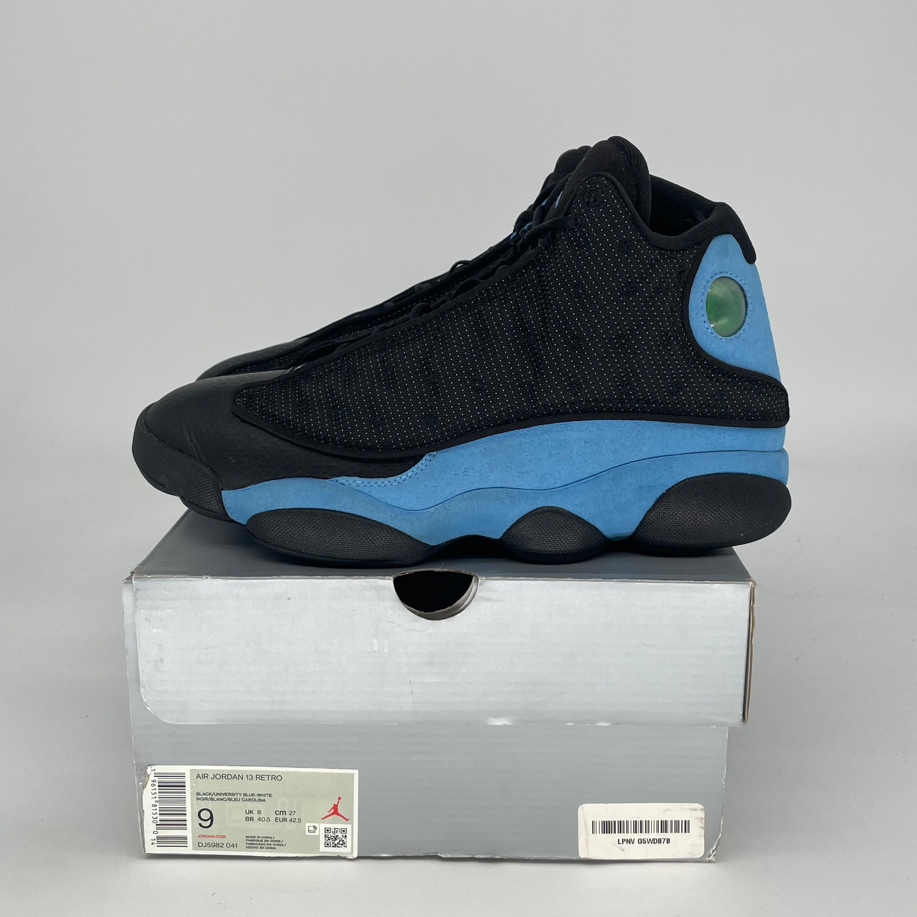 AIR JORDAN 13 BLACK UNIVERSITY BLUE DJ5982-041 SIZE 9/10.5W