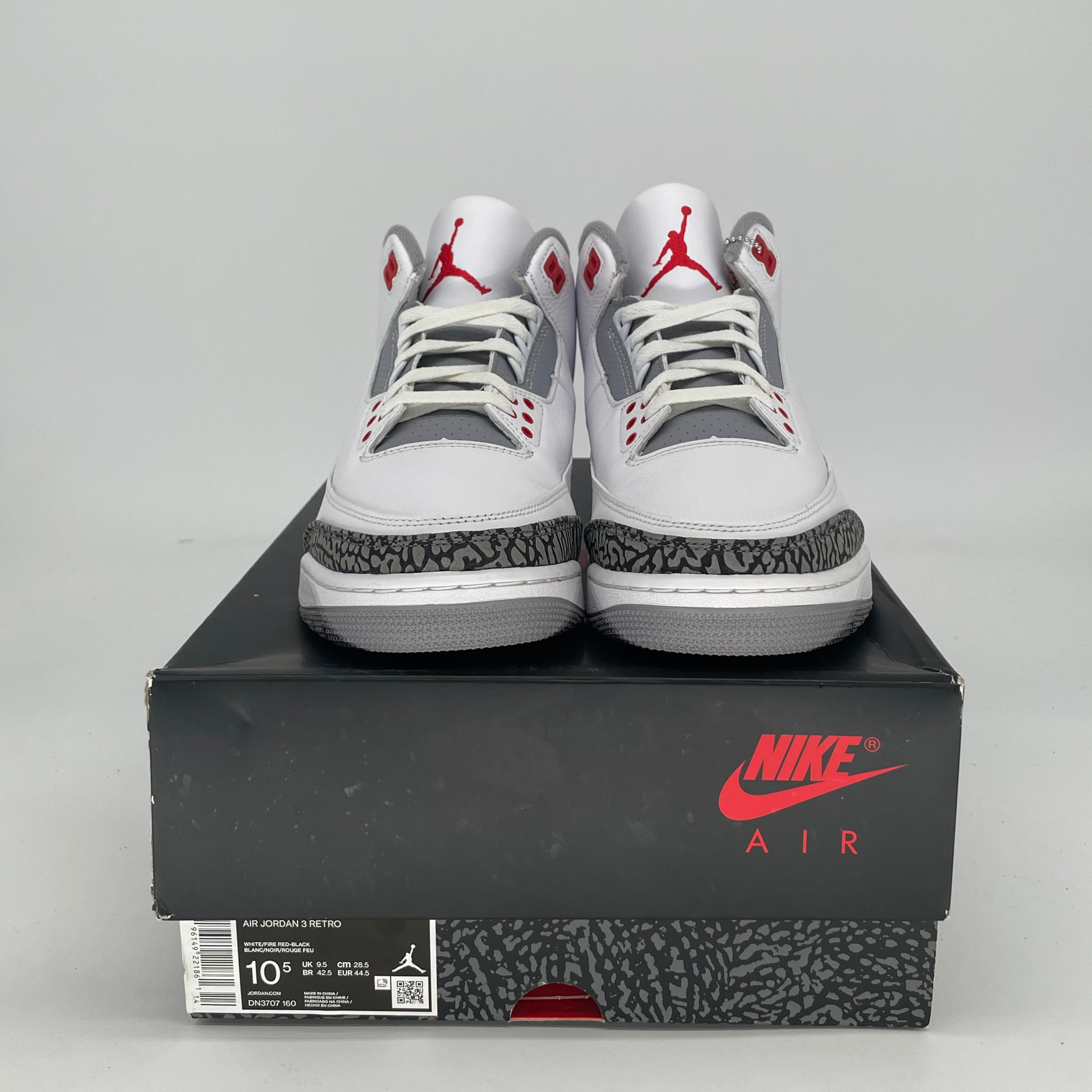 AIR JORDAN 3 FIRE RED DN3707-160 SIZE 10.5/12W