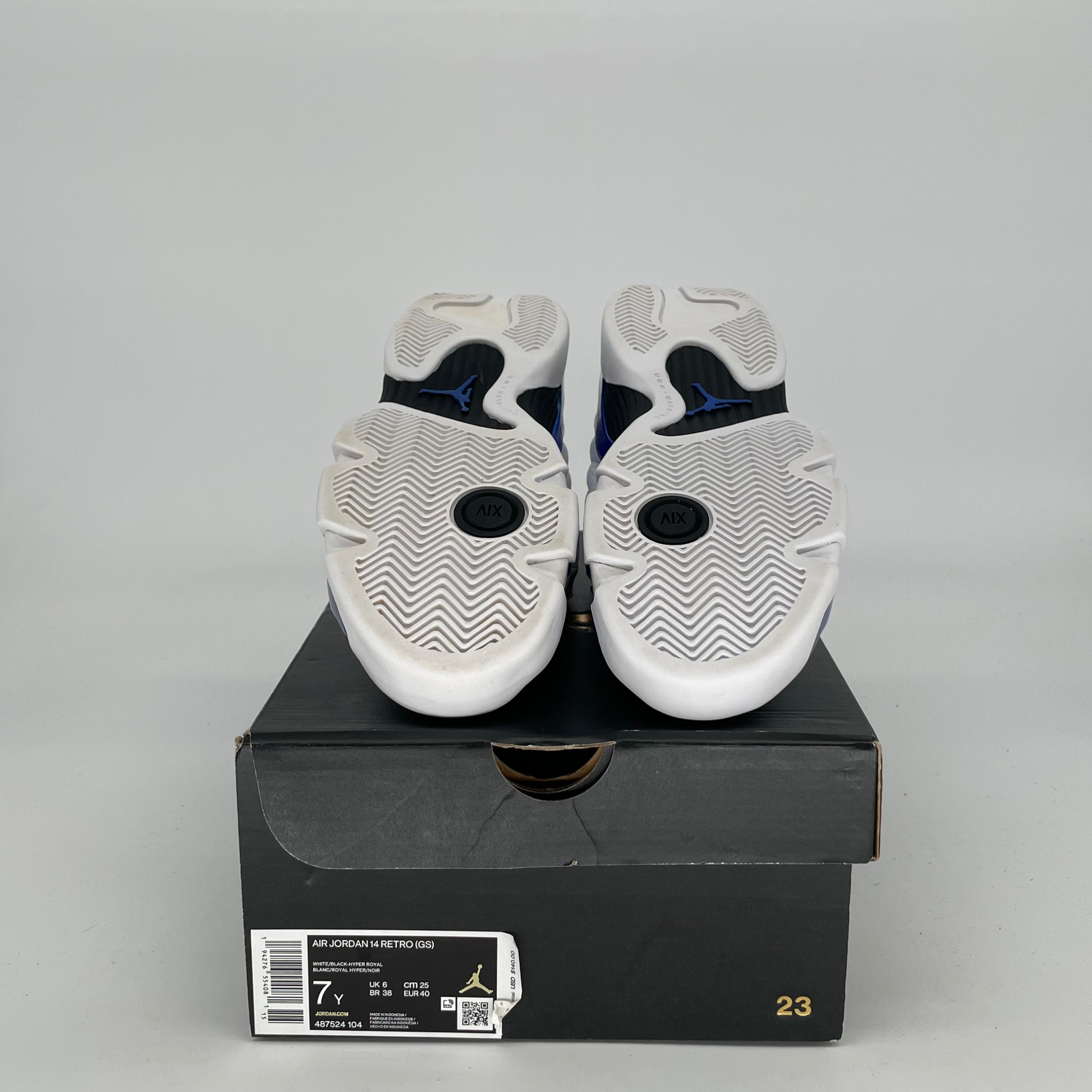 AIR JORDAN 14 WHITE HYPER ROYAL SIZE 7/8.5W 487524-104