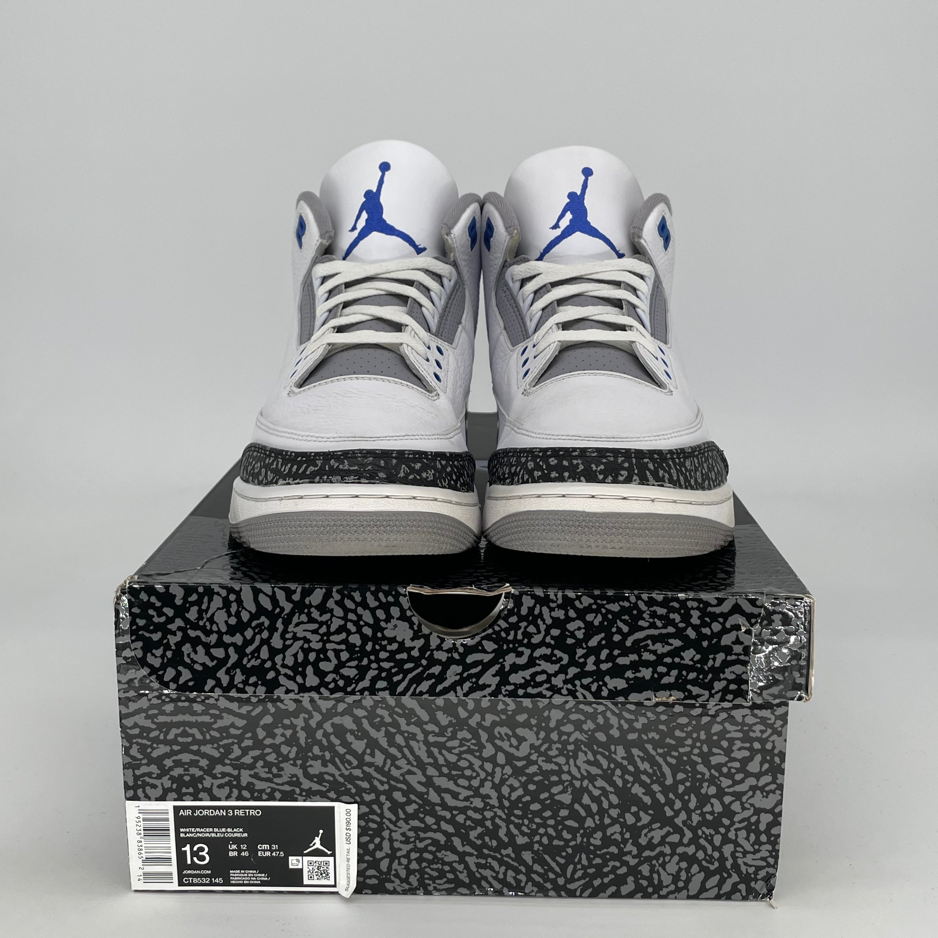 AIR JORDAN 3 RACER BLUE SIZE 13 CT8532-145