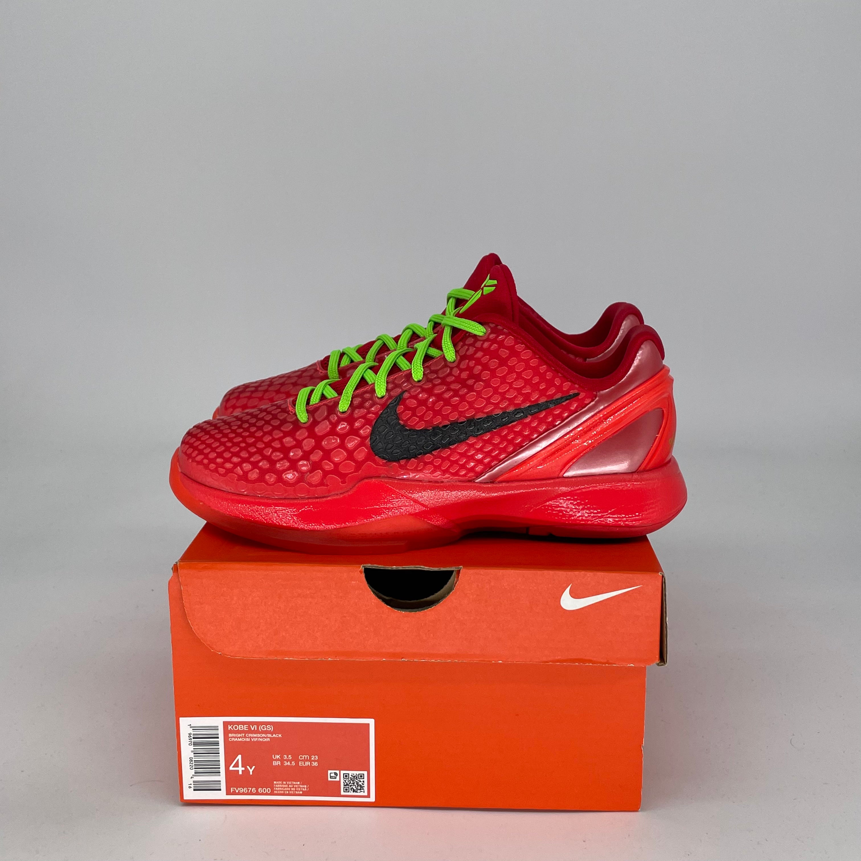 NIKE KOBE 6 REVERSE GRINCH SIZE 4/5.5W FV9676-600
