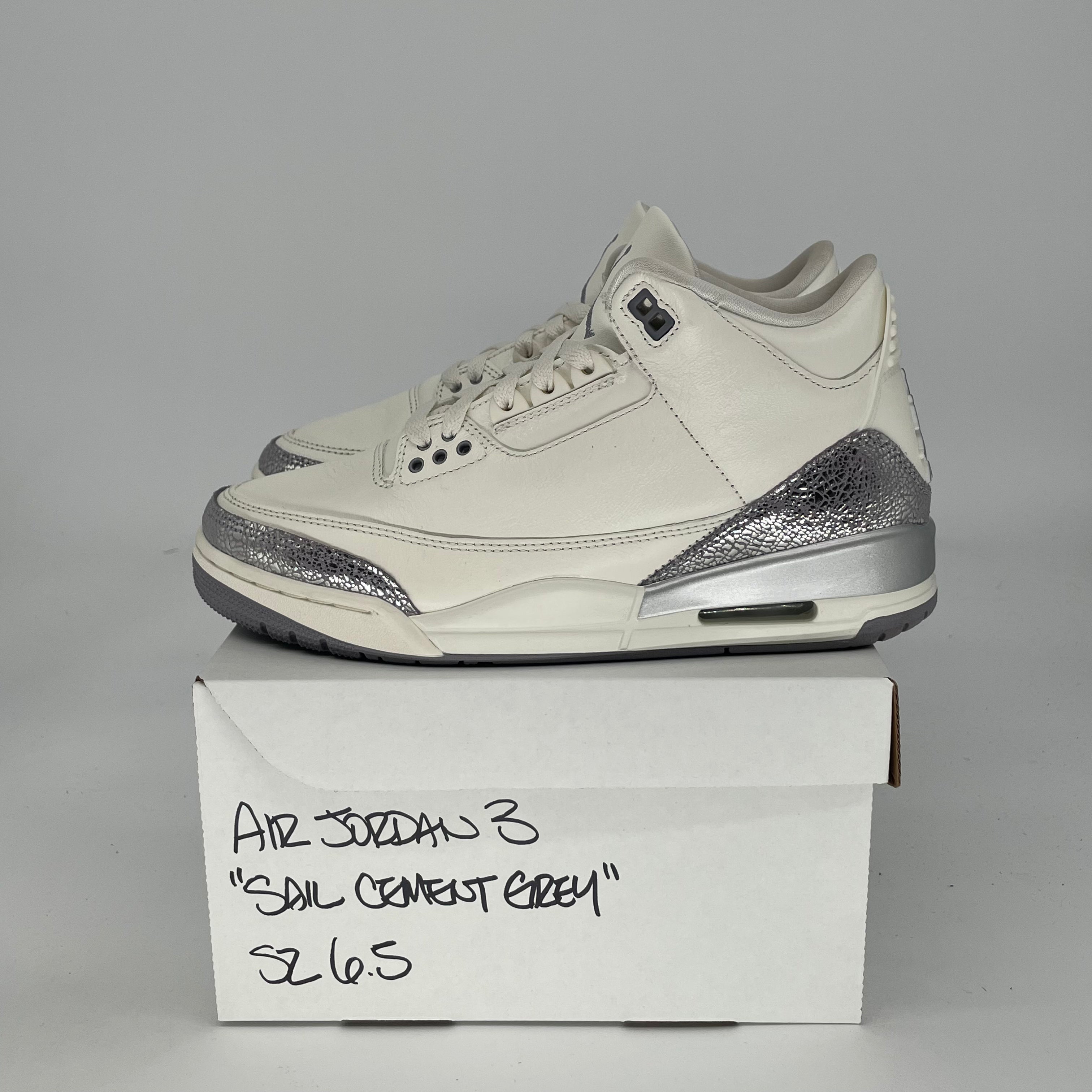 AIR JORDAN 3 SAIL CEMENT GREY W CK9246-100 SIZE 6.5/8W