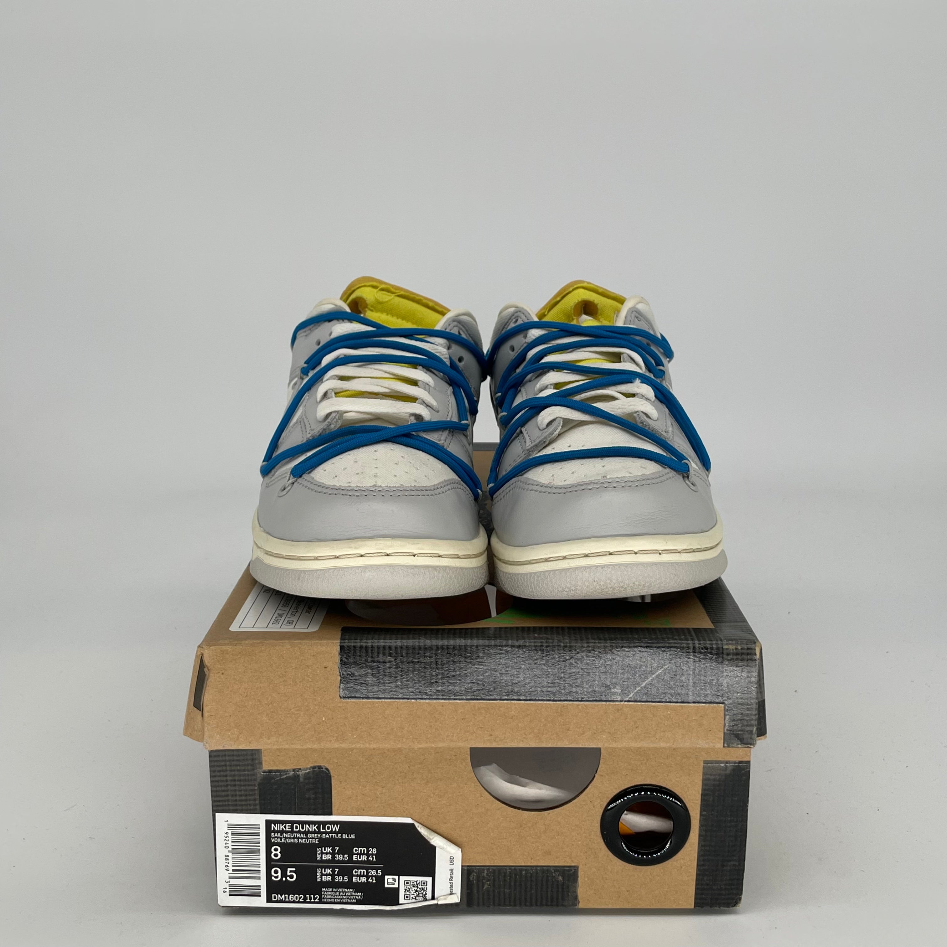 OFF WHITE X NIKE DUNK LOW LOT 10 SIZE 8/9.5W DM1602-112