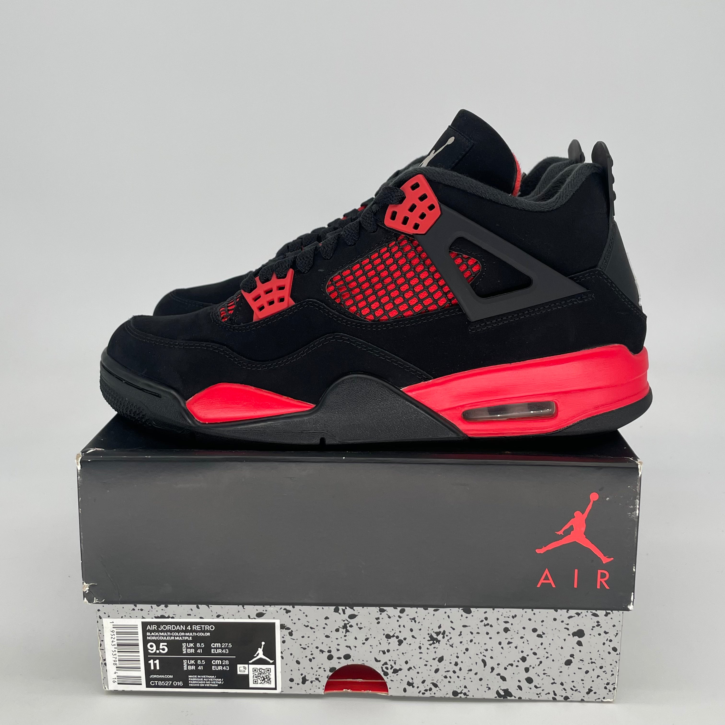 AIR JORDAN 4 RED THUNDER CT8527-016 SIZE 9.5/11W