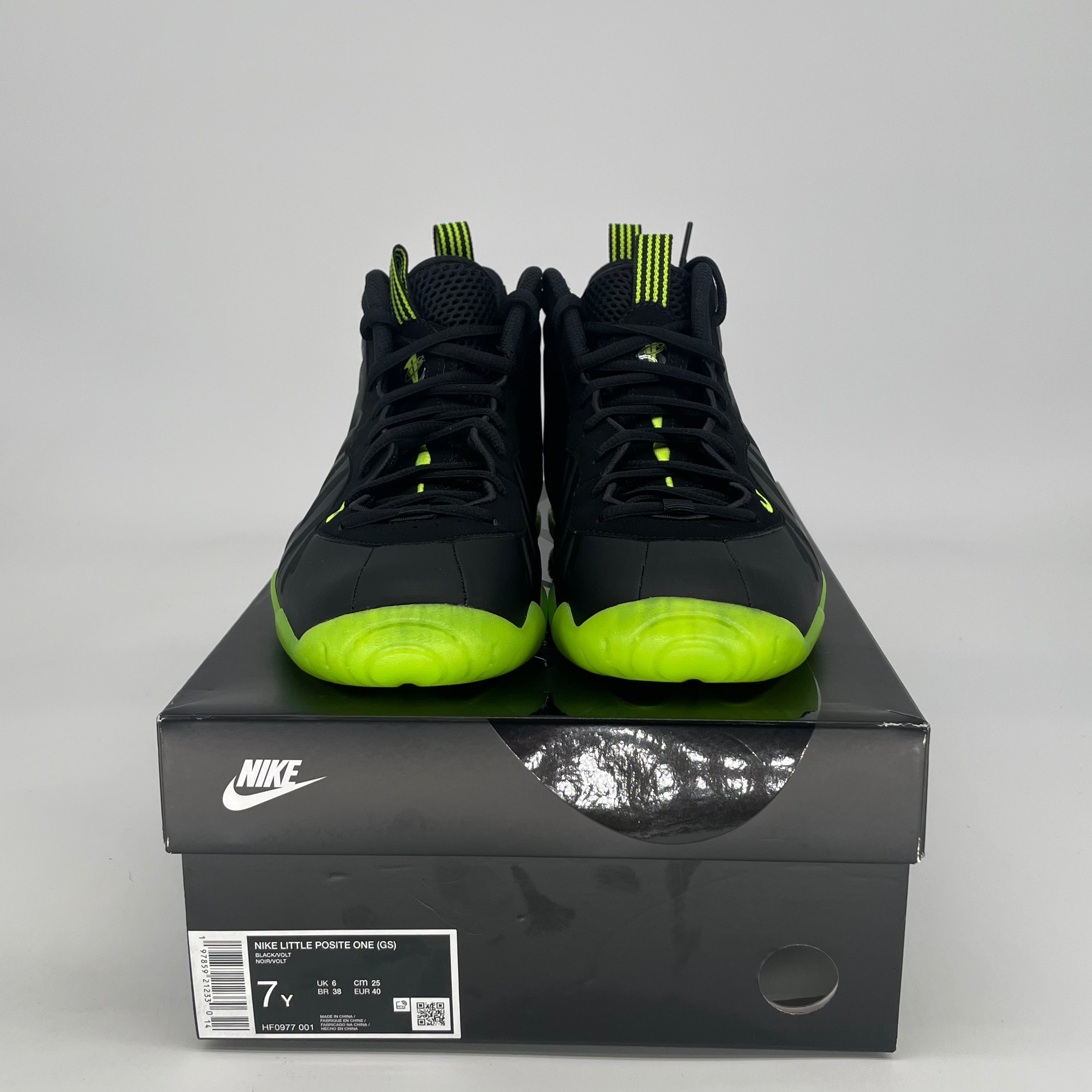 NIKE LITTLE POSITE ONE BLACK VOLT HF0977-001 SIZE 7/8.5W