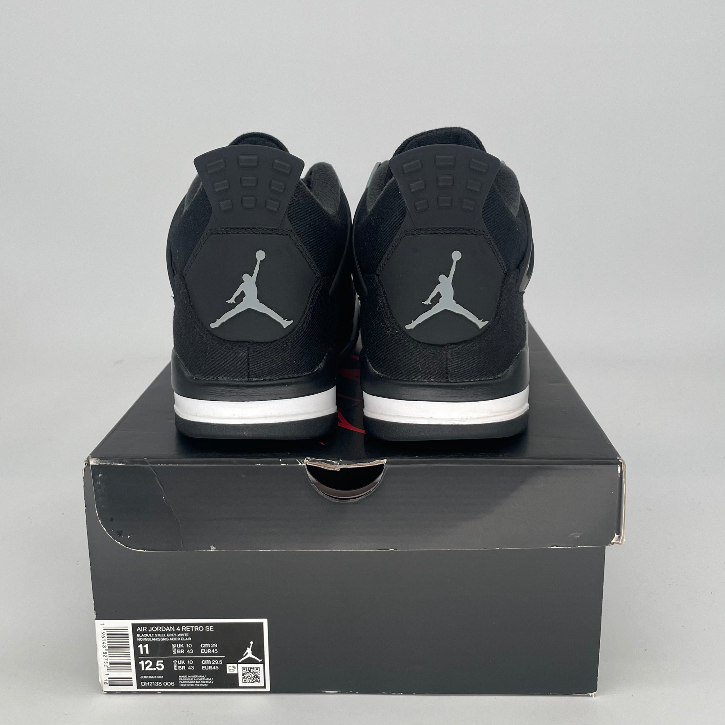 AIR JORDAN 4 BLACK CANVAS DH7138-006 SIZE 11/12.5W