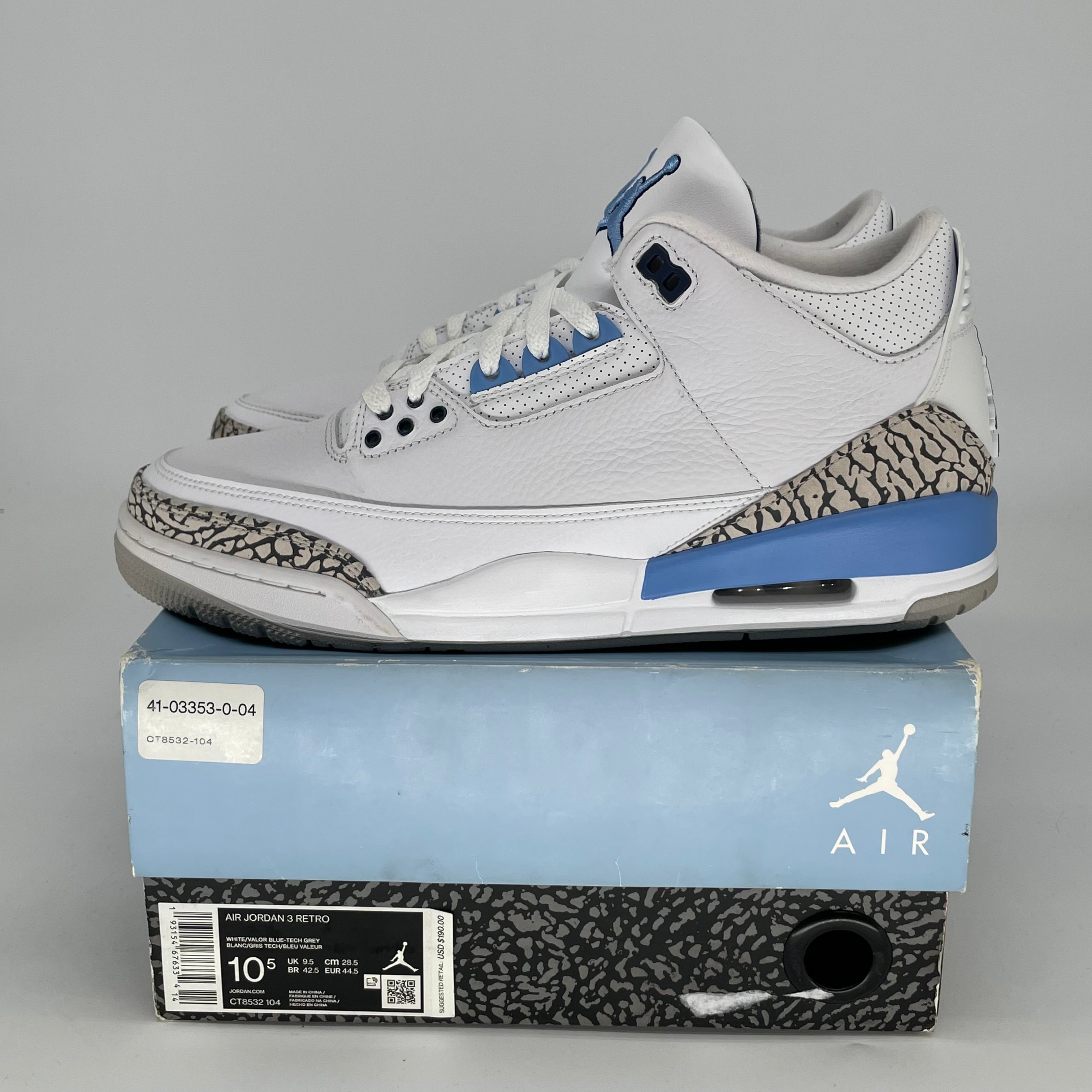 AIR JORDAN 3 UNC SIZE 10.5/12W CT8532-104