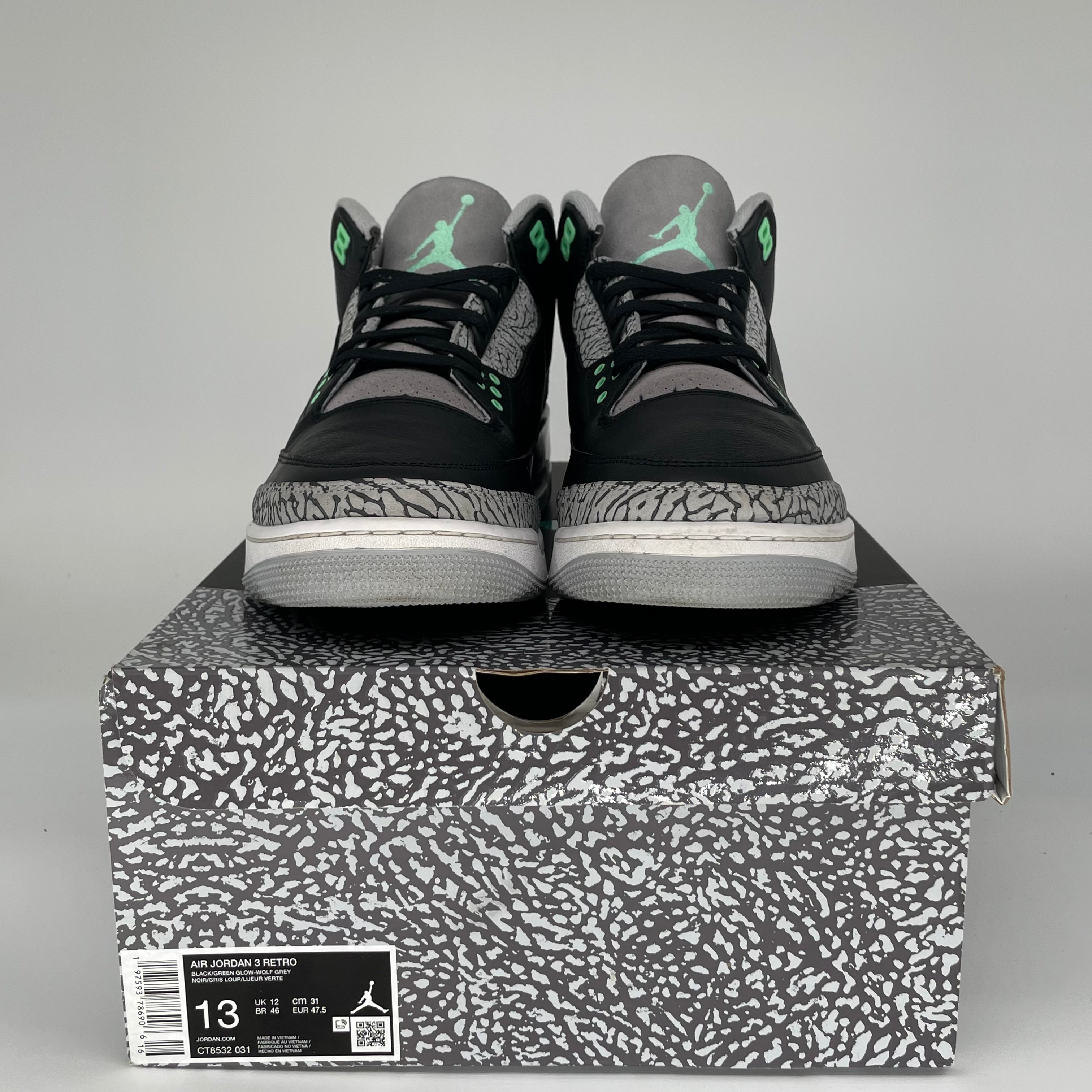 AIR JORDAN 3 GREEN GLOW SIZE 13 CT8532-031