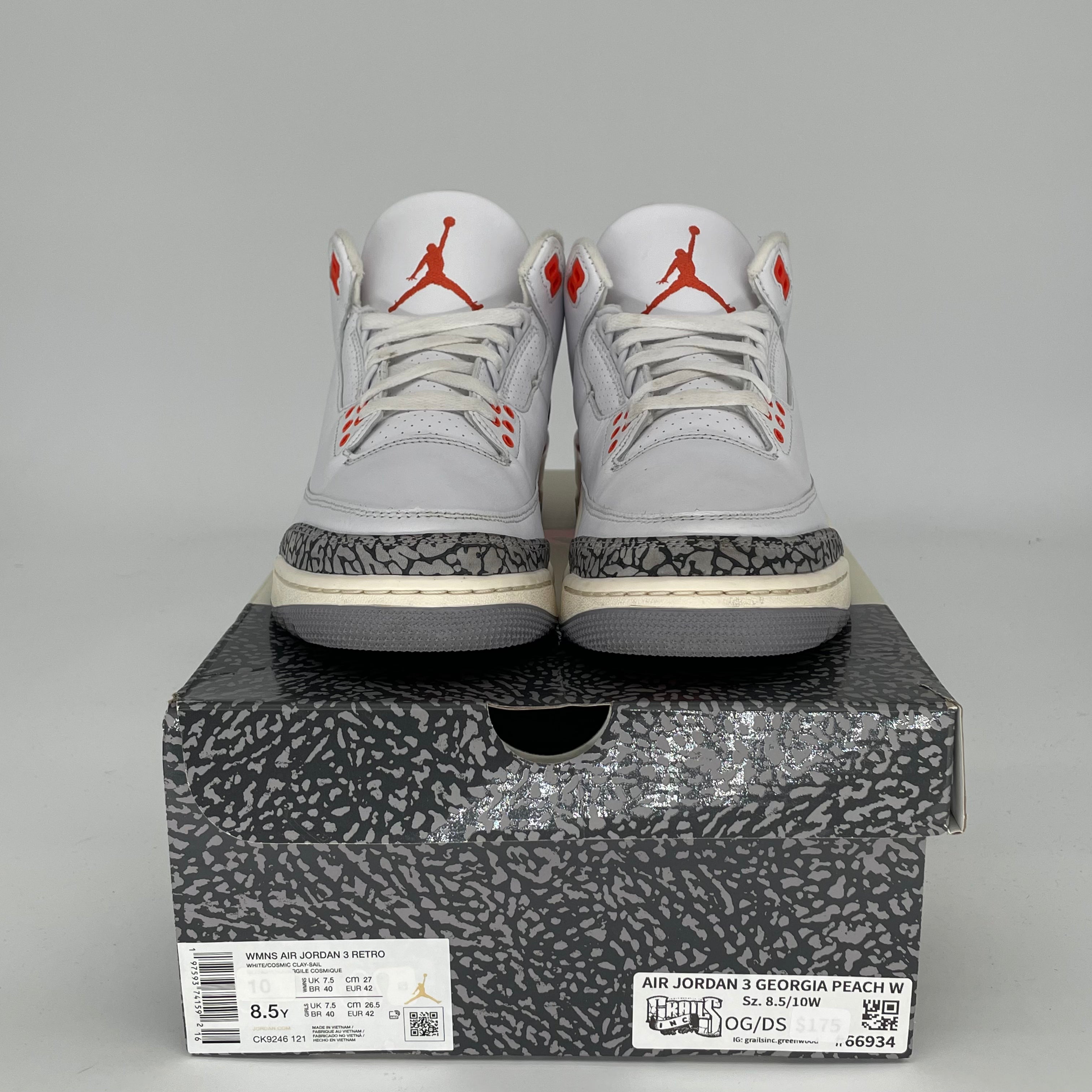 AIR JORDAN 3 GEORGIA PEACH W SIZE 8.5/10W CK9246-121