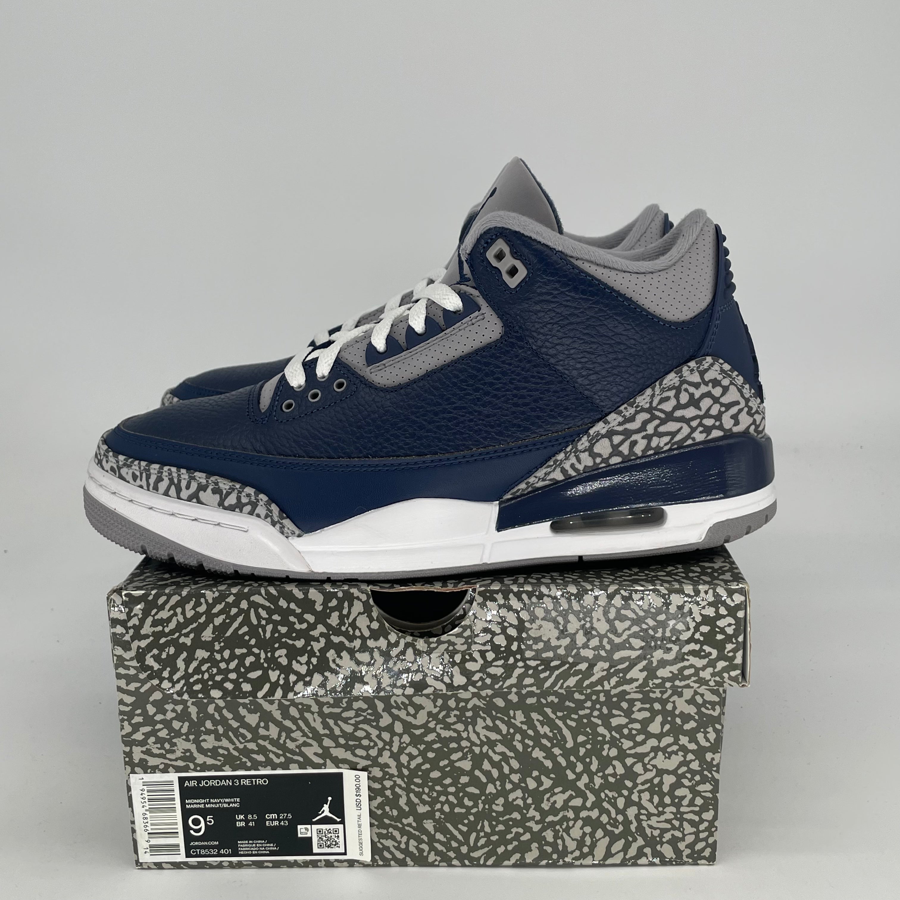 AIR JORDAN 3 GEORGETOWN CT8532-401 SIZE 9.5/11W