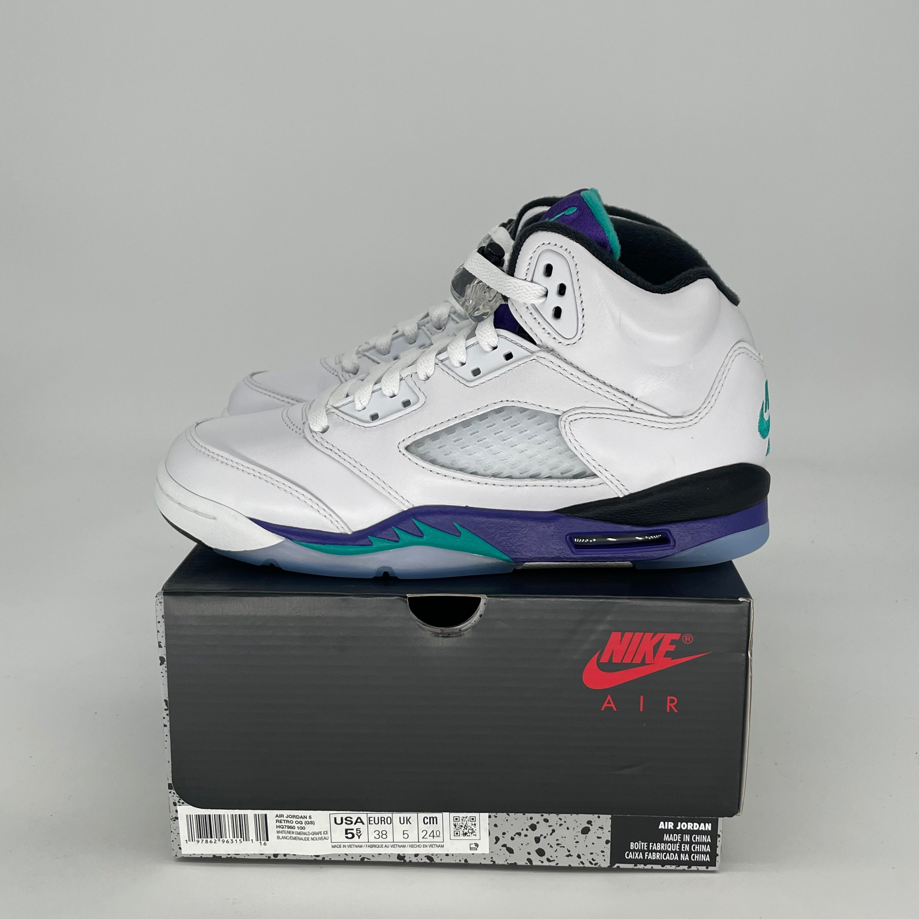AIR JORDAN 5 GRAPE HQ7980-100 SIZE 5.5/7W