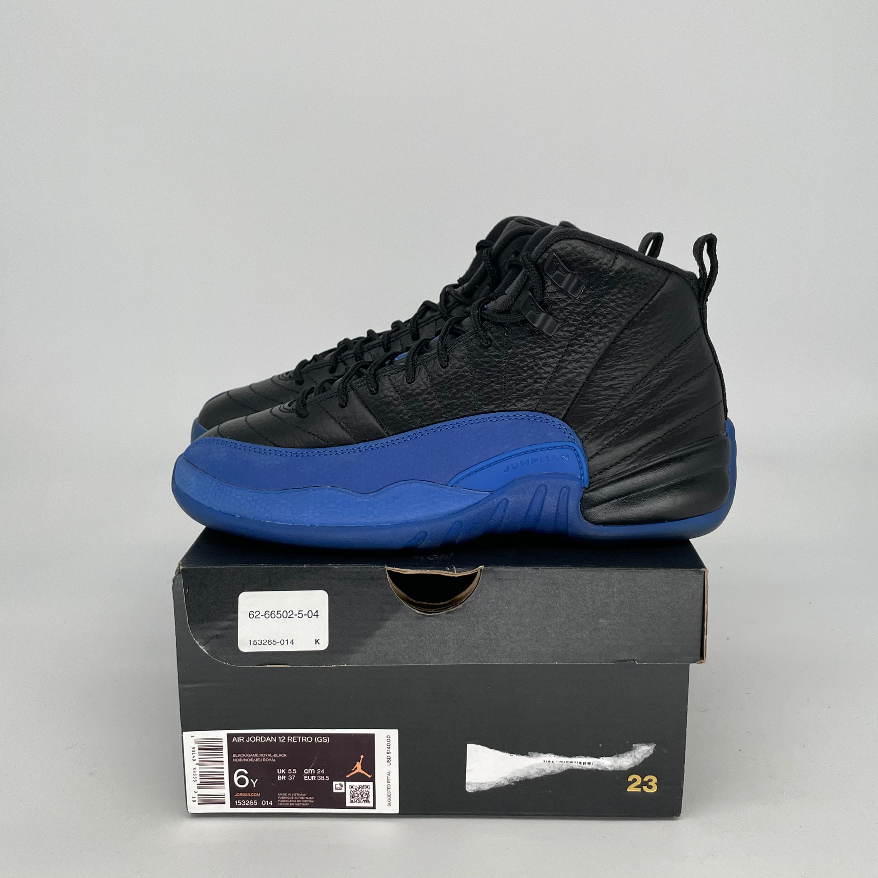 AIR JORDAN 12 BLACK GAME ROYAL SIZE 6/7.5W 153265-014