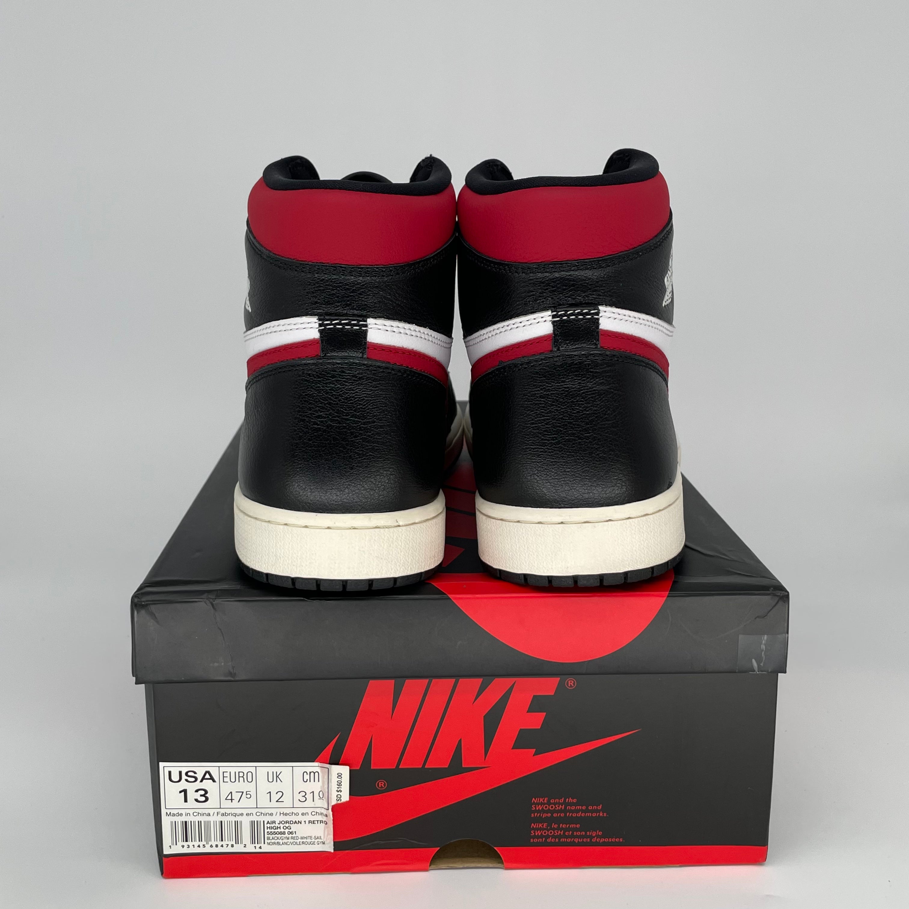 AIR JORDAN 1 BLACK GYM RED SIZE 13 555088-061